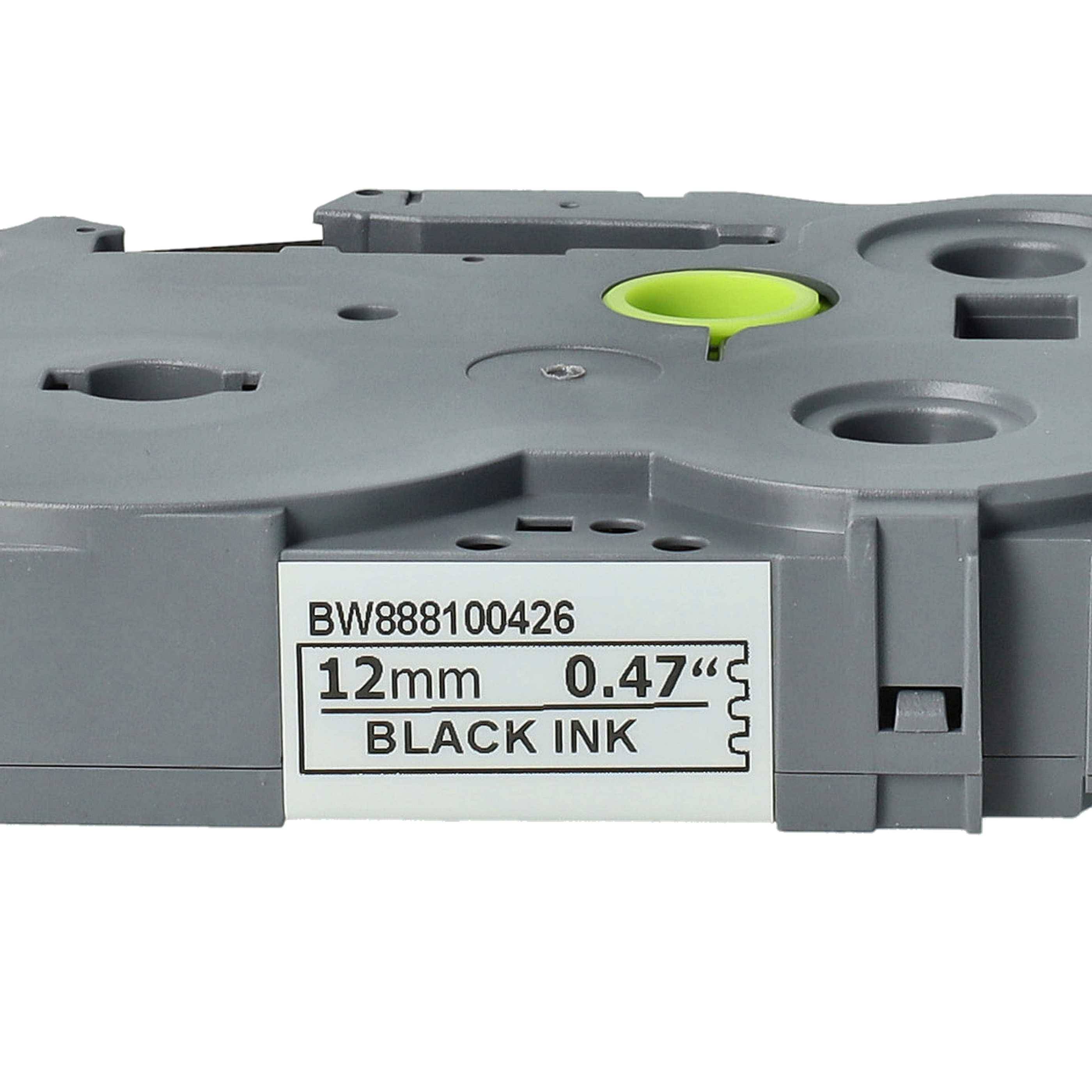 vhbw Schriftband-Kassette kompatibel mit Brother PT H100LB, H100L, H100P Etiketten-Drucker 8m x 12mm Schwarz auf Transparent, Extra Stark, Laminiert