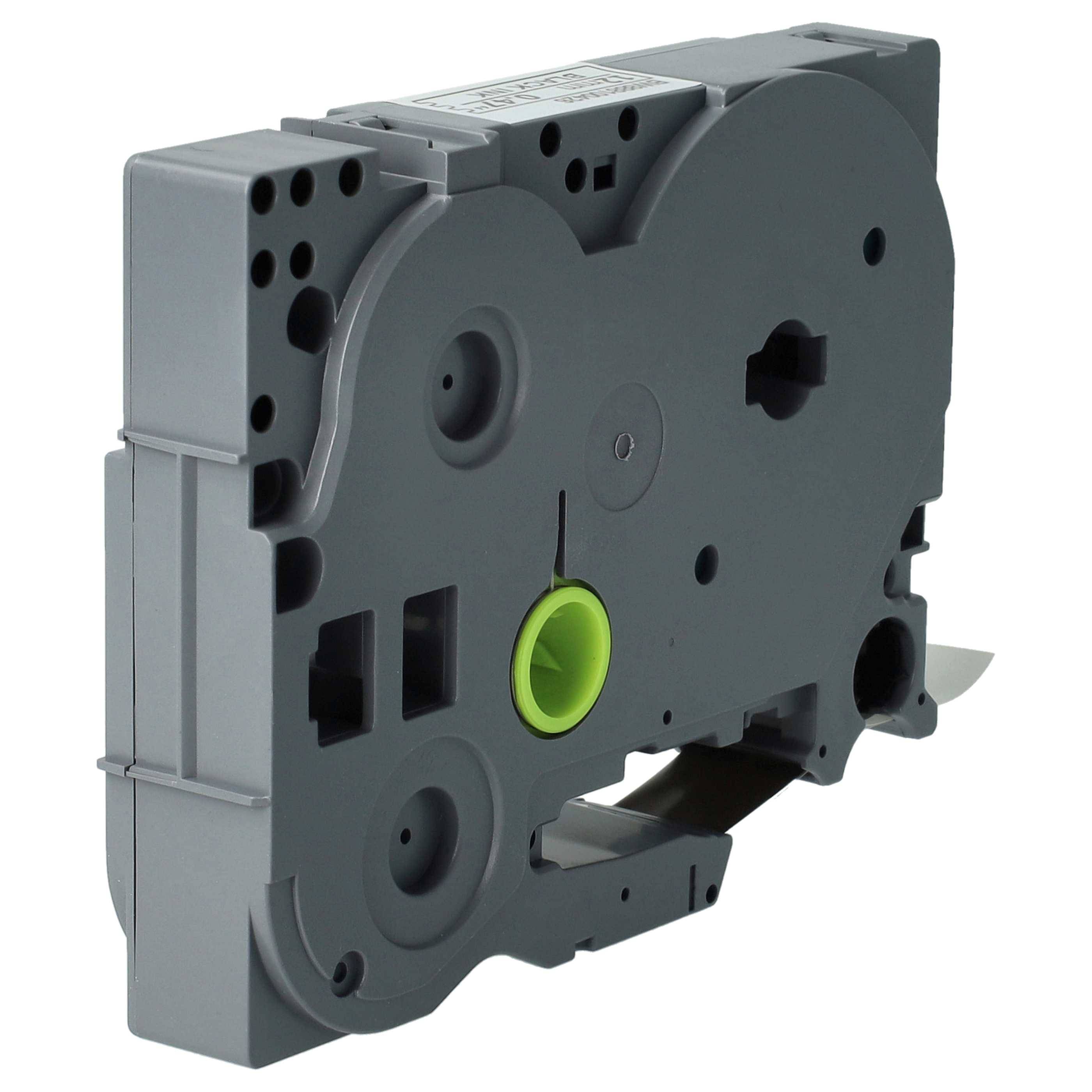 vhbw Schriftband-Kassette kompatibel mit Brother PT H108GT, H110BK, H110 Etiketten-Drucker 8m x 12mm Schwarz auf Transparent, Extra Stark, Laminiert