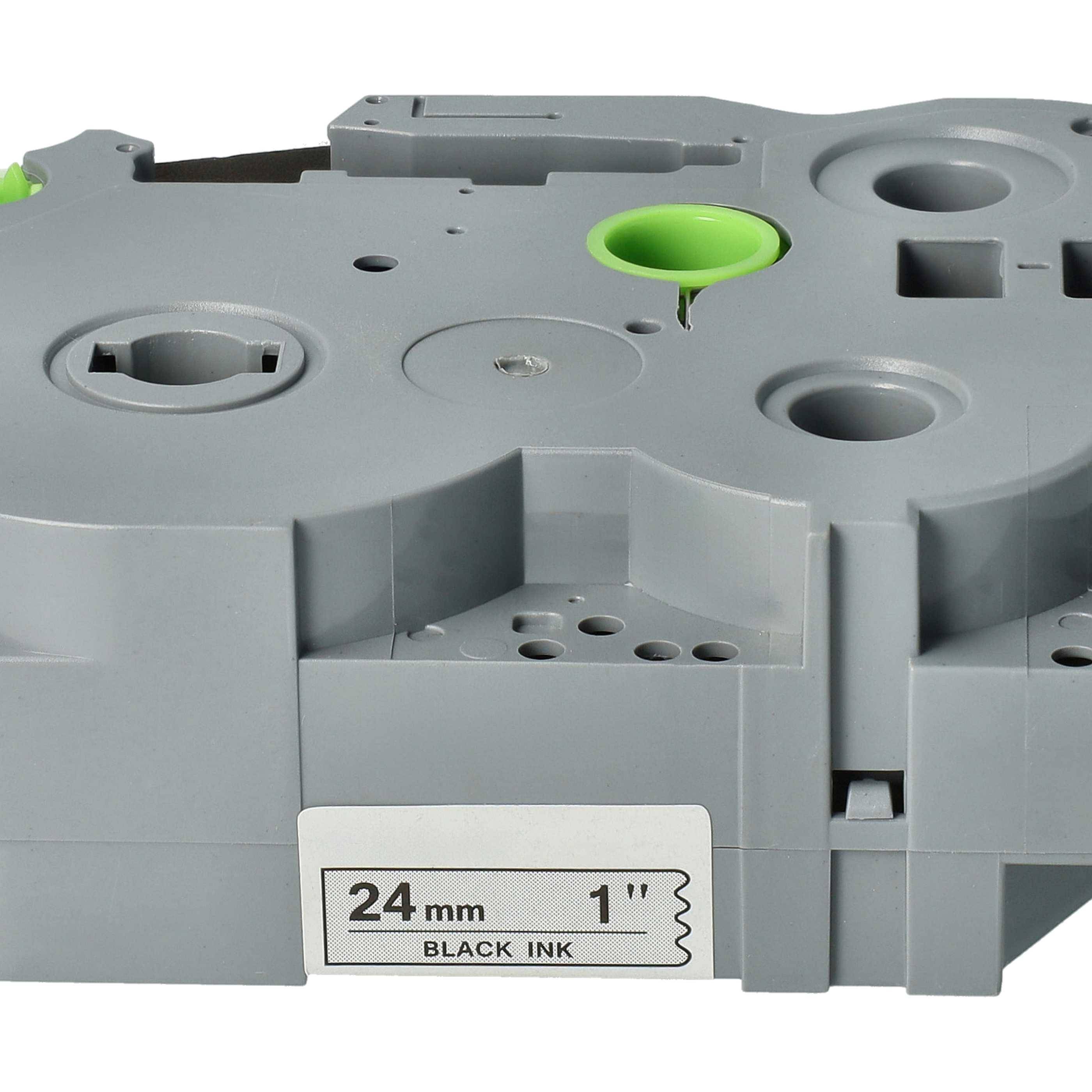 vhbw Schriftband-Kassette kompatibel mit Brother PT E550W, E550WVP, E800W Etiketten-Drucker 8m x 24mm Schwarz auf Matt-Silber, Extra Stark