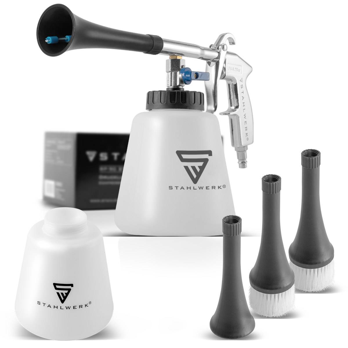 STAHLWERK Druckluft-Reinigungspistole RP-90 ST weiß Zubehör-Set Tornado-Effekt
