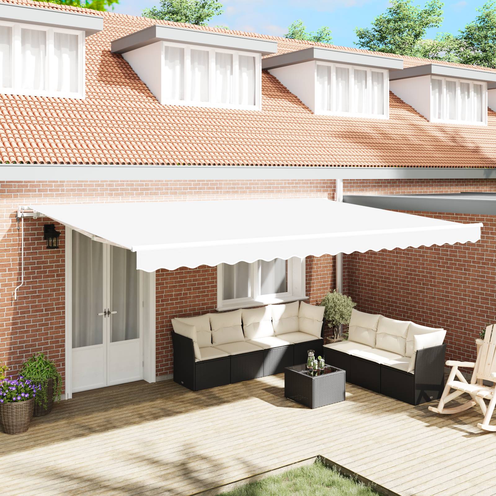 vidaXL Automatische einziehbare Markise Weiß 500x350 cm