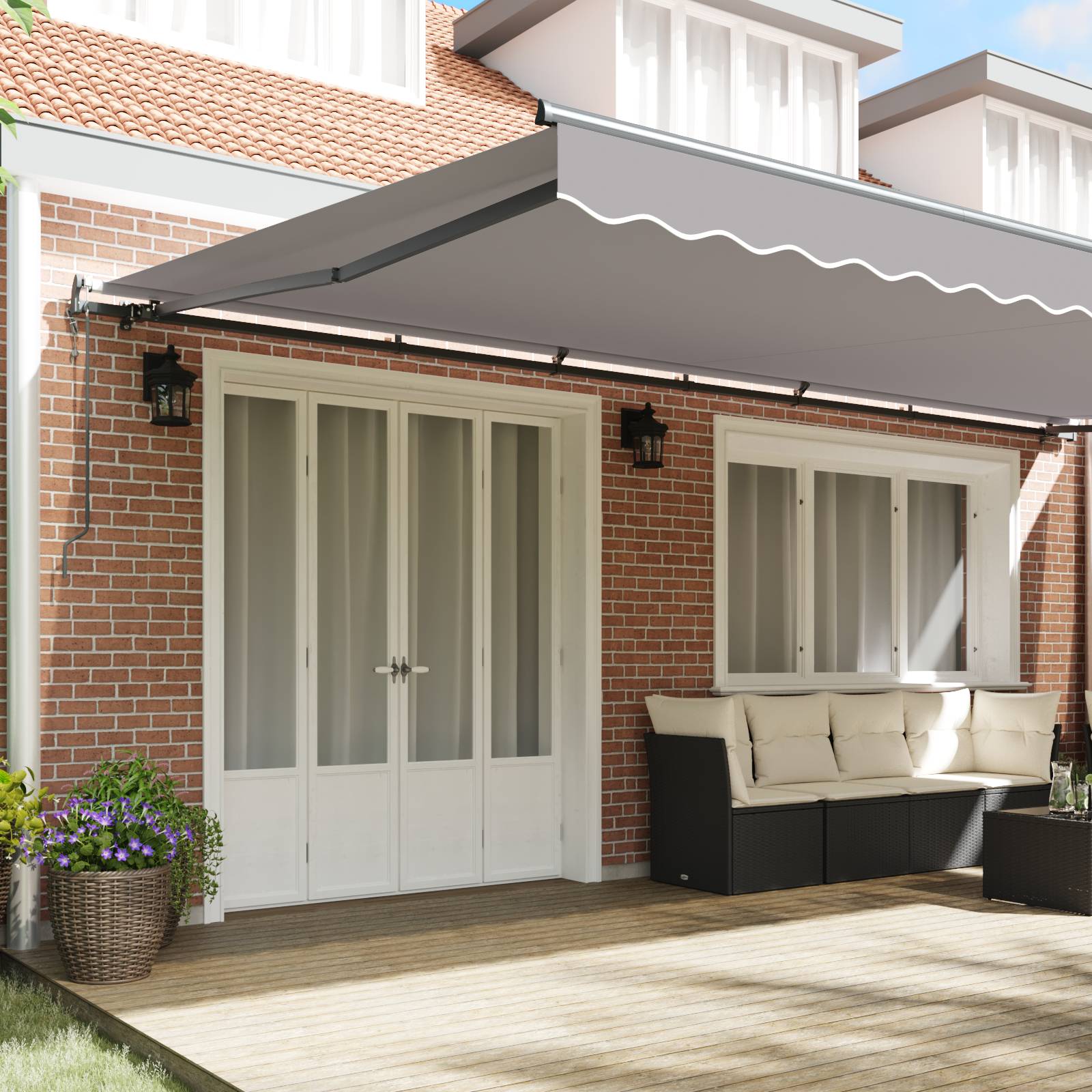 vidaXL Automatische Einziehbare Markise Hellgrau 600x350 cm