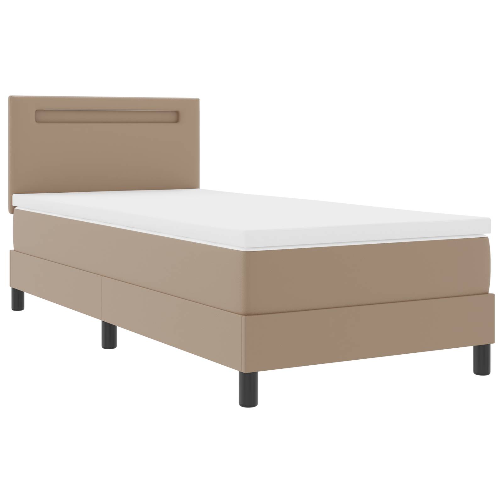vidaXL Boxspringbett mit Matratze in Cappuccino, 100 x 200 cm, Kunstleder