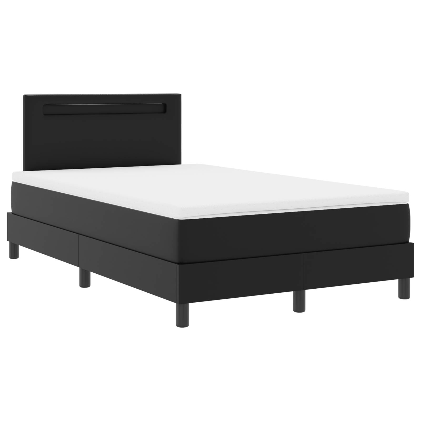 vidaXL Boxspringbett mit Matratze in Schwarz - Kleines Doppelbett, Kunstleder