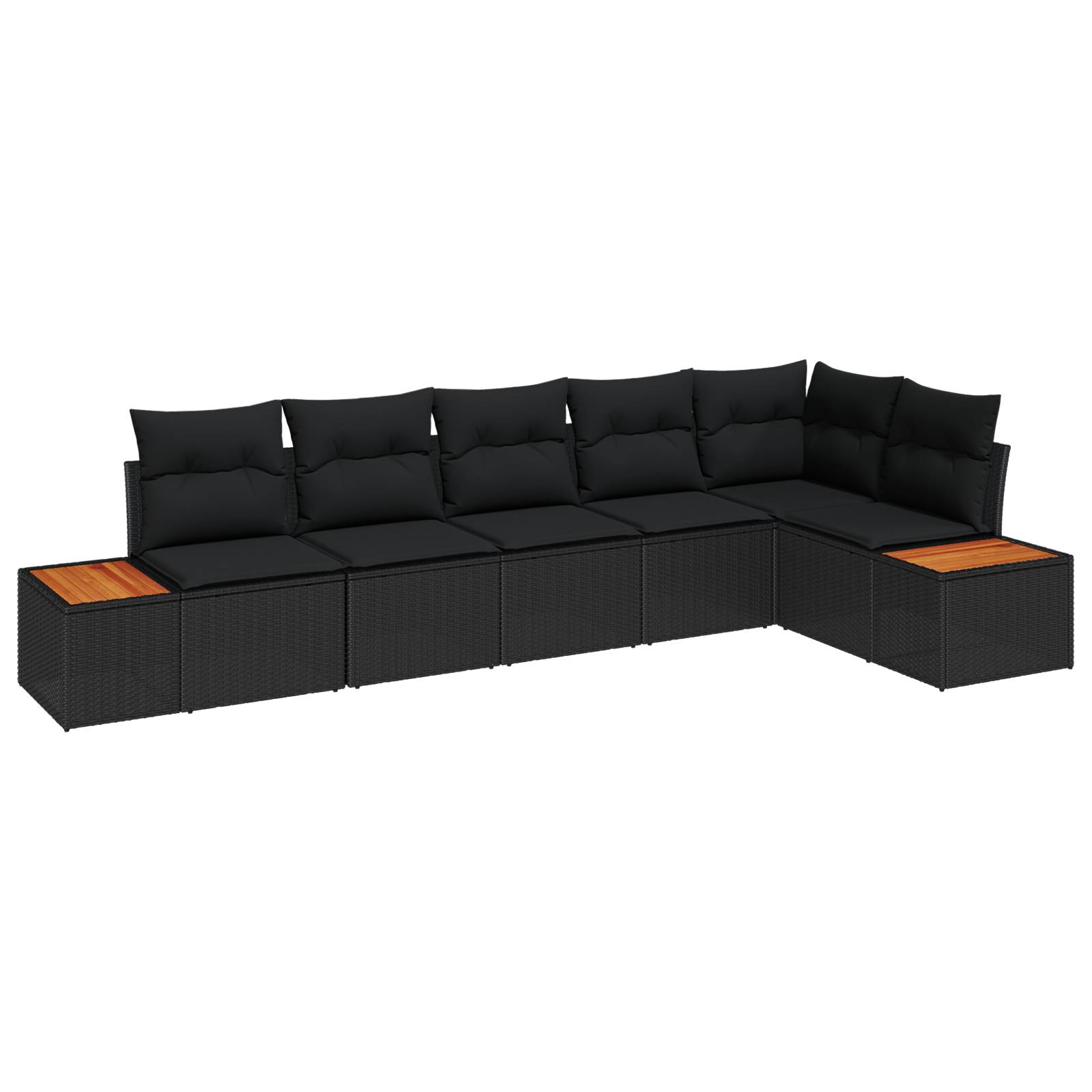 vidaXL 6-teiliges Garten Sofa Set mit Kissen Schwarz Poly Rattan Akazie