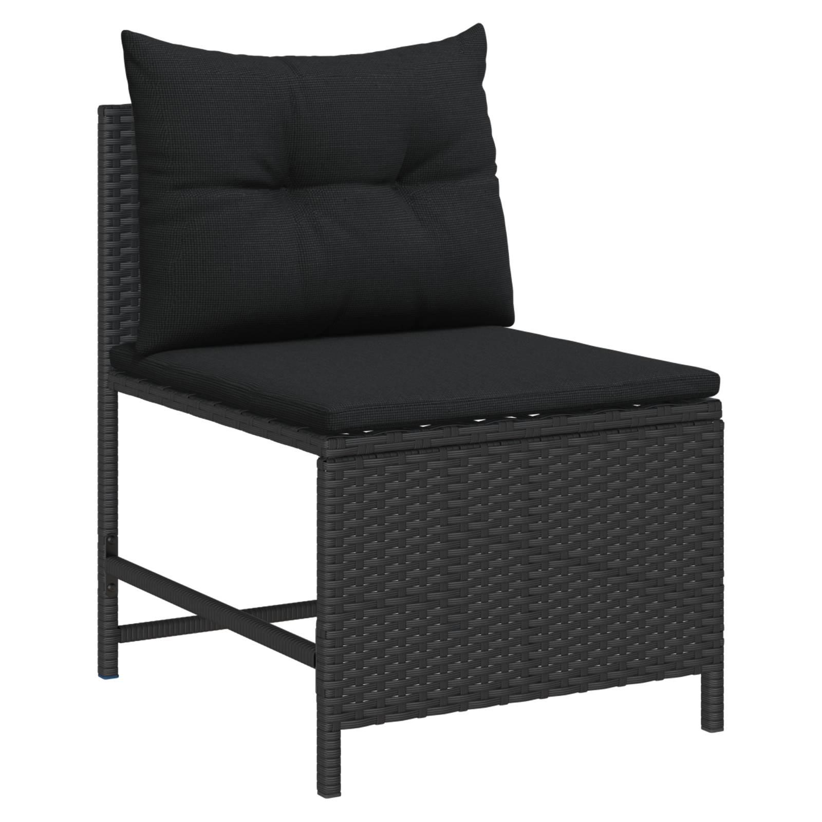 vidaXL Outdoor-Sofa-Set - Schwarz Rattan, Holz Mittel Langlebig