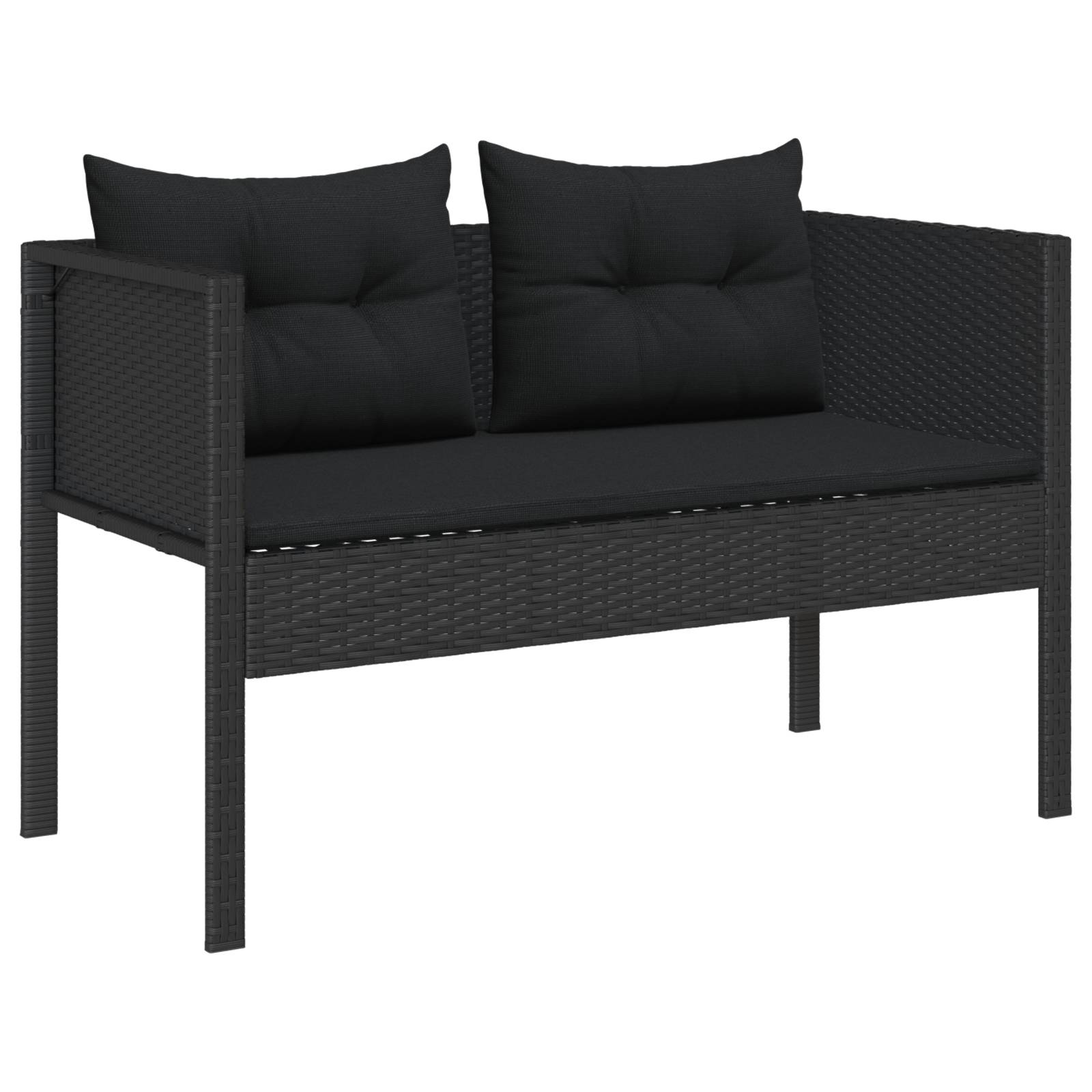vidaXL Outdoor-Sofa-Set - Schwarz Rattan, Holz Mittel Langlebig