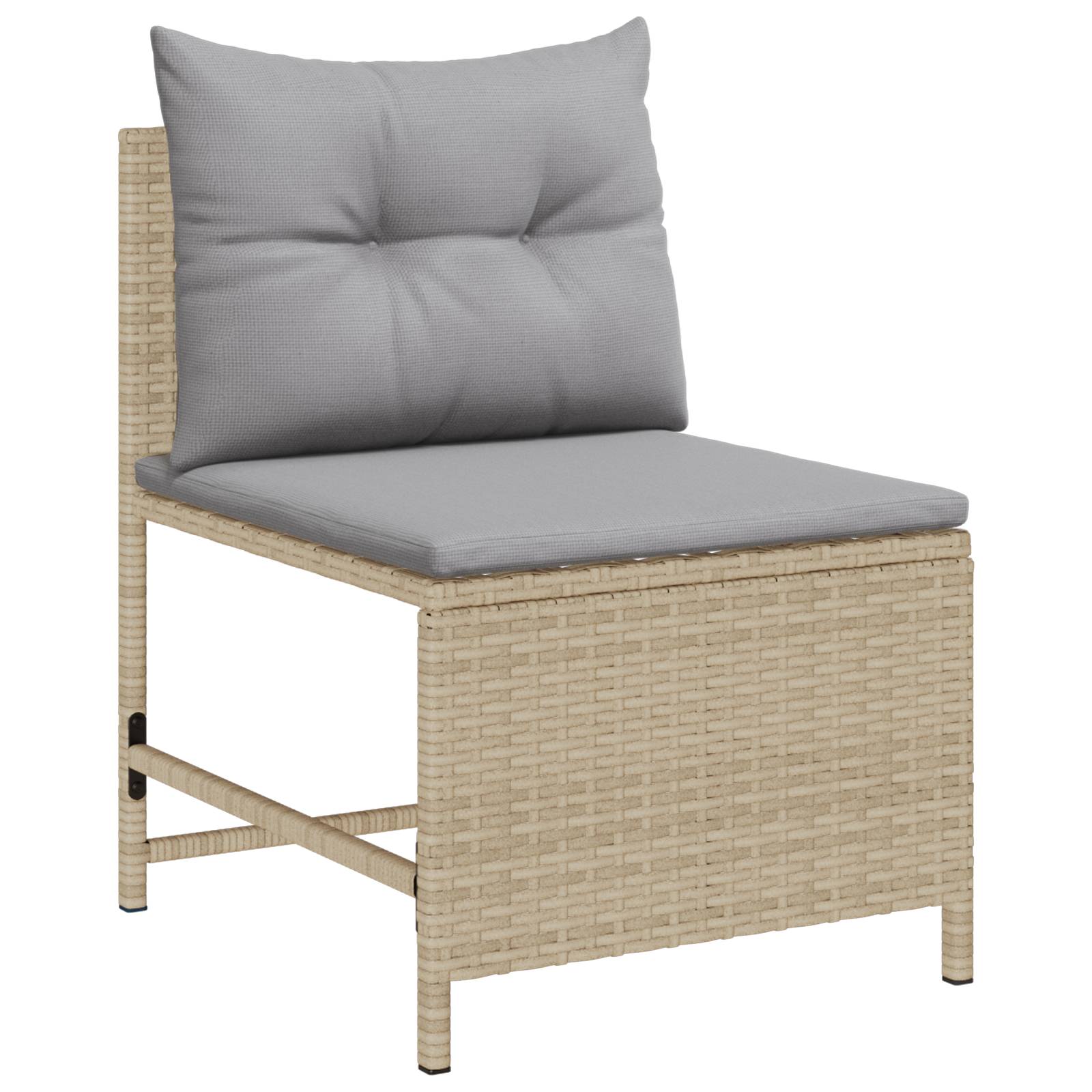 vidaXL Garten-Sofaset Beige und Hellgrau Rattan, Stoff Standard