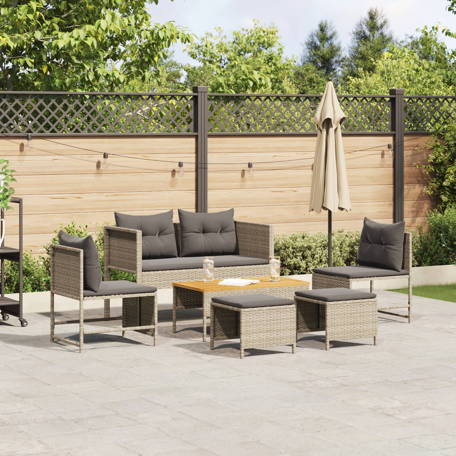 vidaXL Garten-Sofa-Set Hellgrau und Dunkelgrau