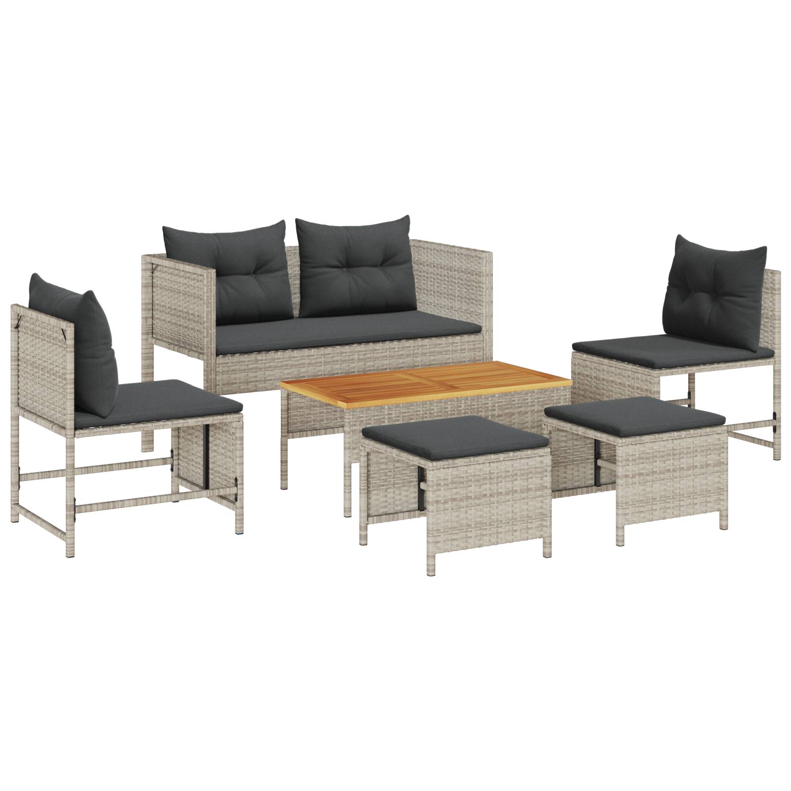 vidaXL Garten-Sofa-Set Hellgrau und Dunkelgrau