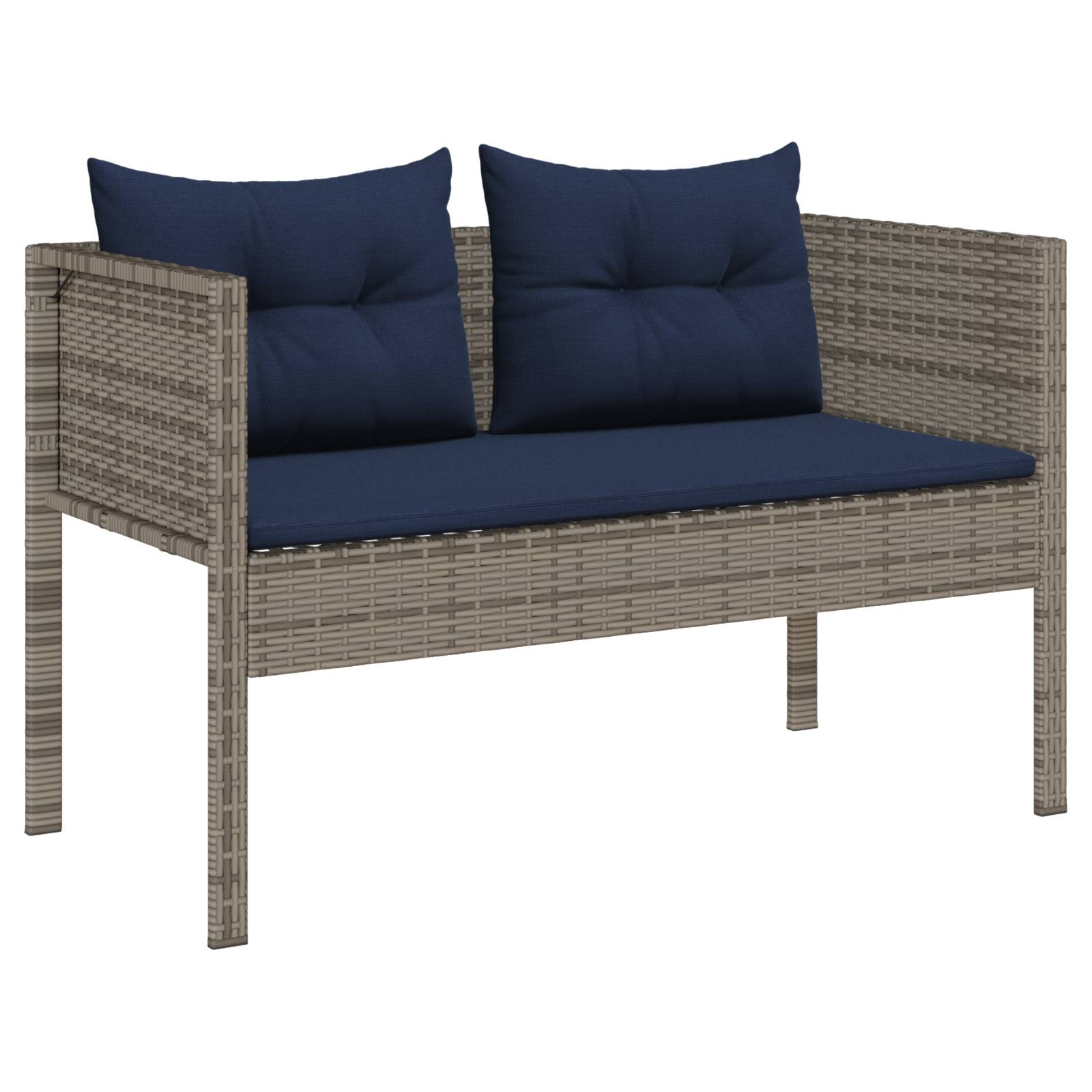 vidaXL Outdoor-Sofa-Set Grau und Marineblau Rattan mit Metallrahmen