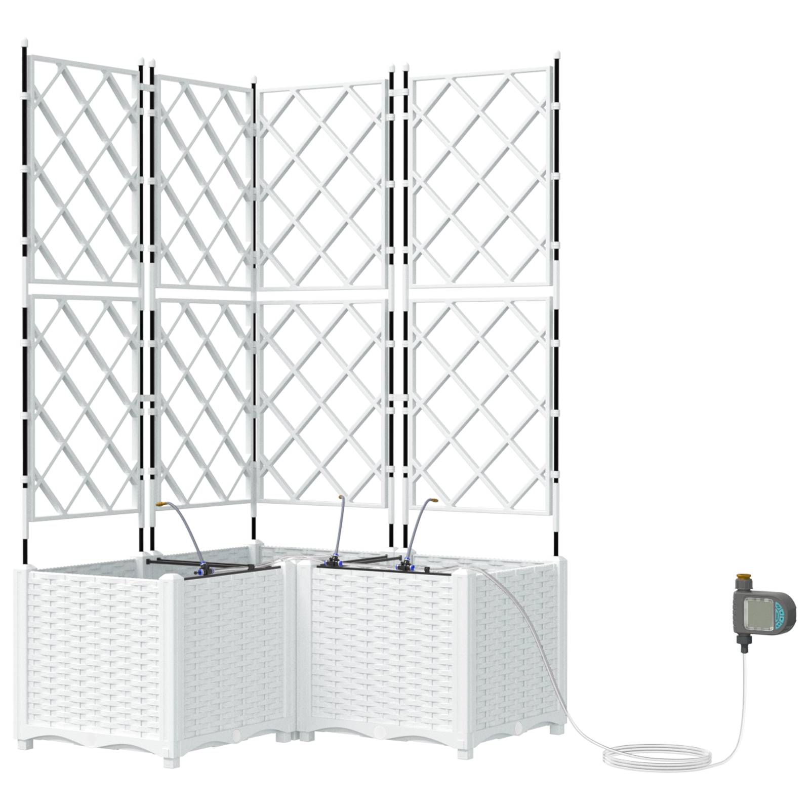 vidaXL Pflanzkästen mit Bewässerungssystem 3 Stk. Weiß