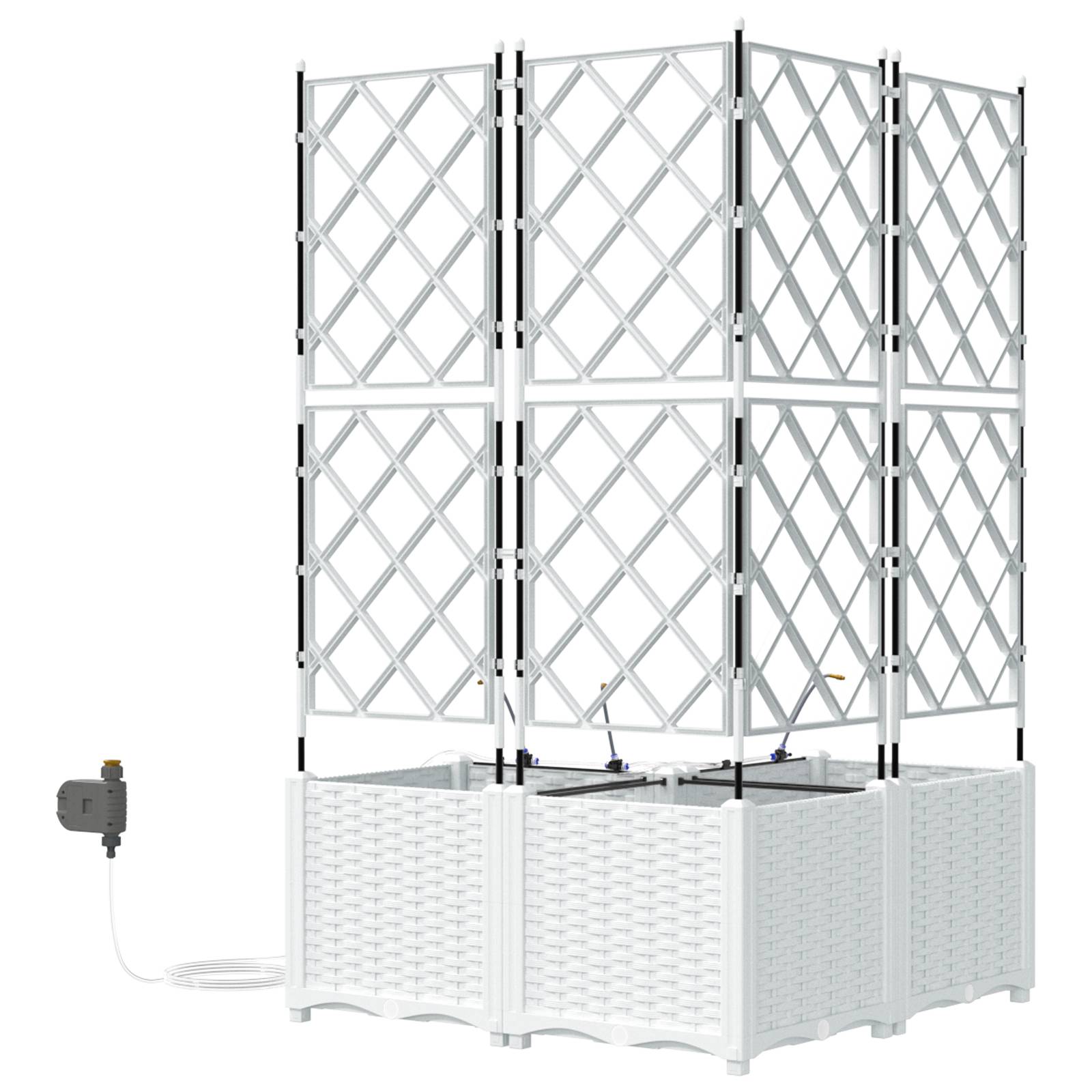 vidaXL Pflanzkästen mit Bewässerungssystem 3 Stk. Weiß