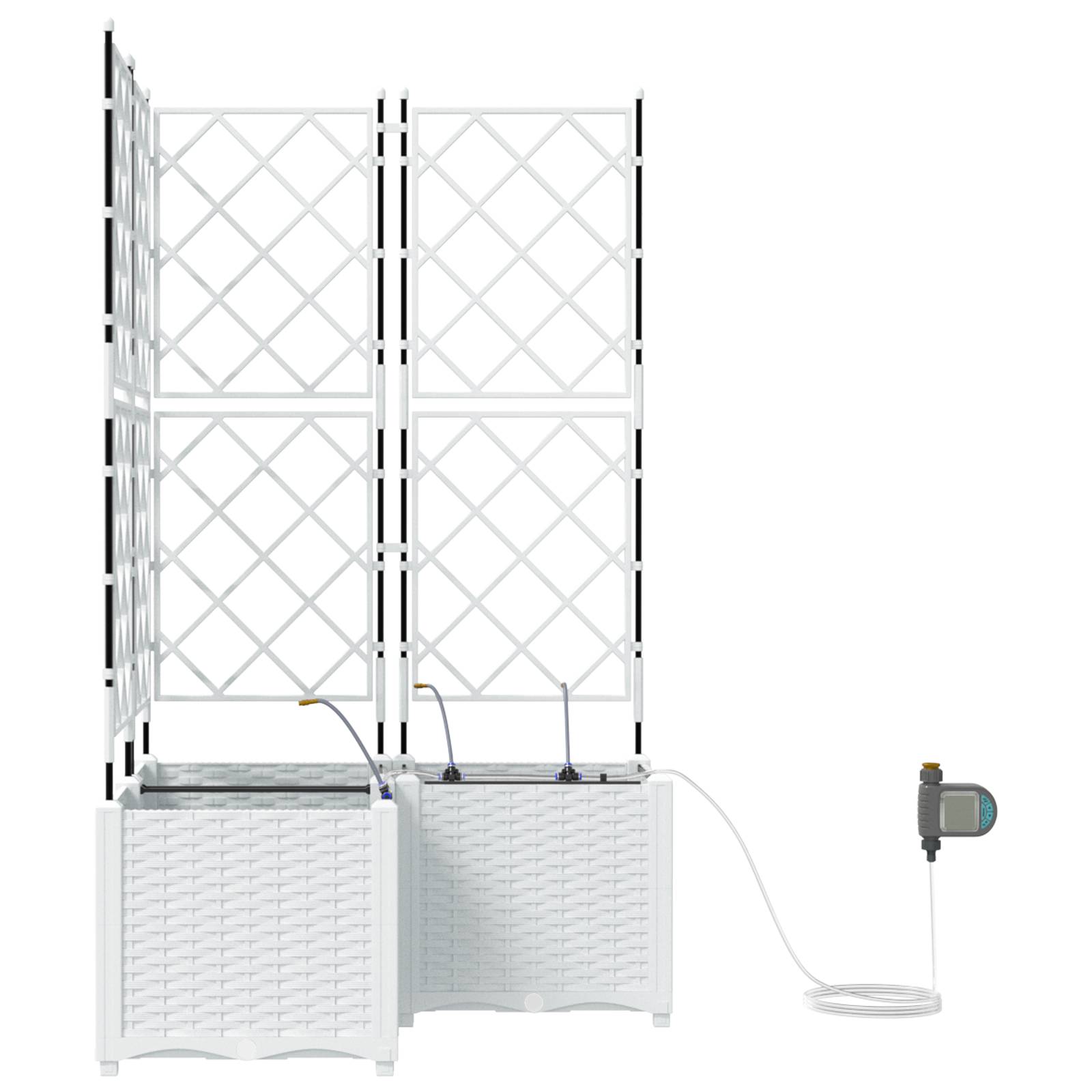 vidaXL Pflanzkästen mit Bewässerungssystem 3 Stk. Weiß