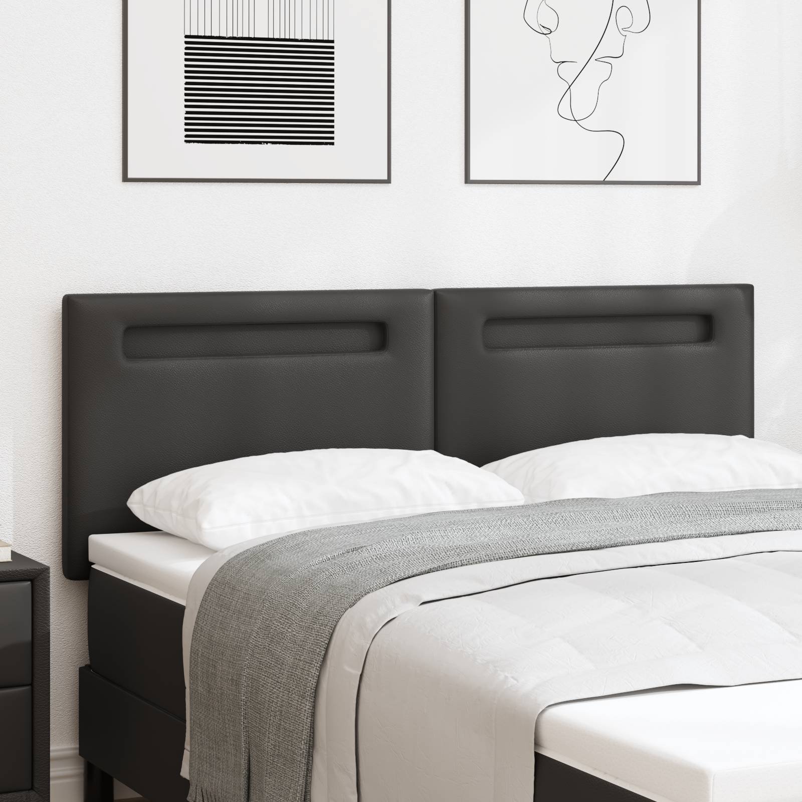 vidaXL Kopfteil Einfarbig Schwarz 160 cm Kunstleder