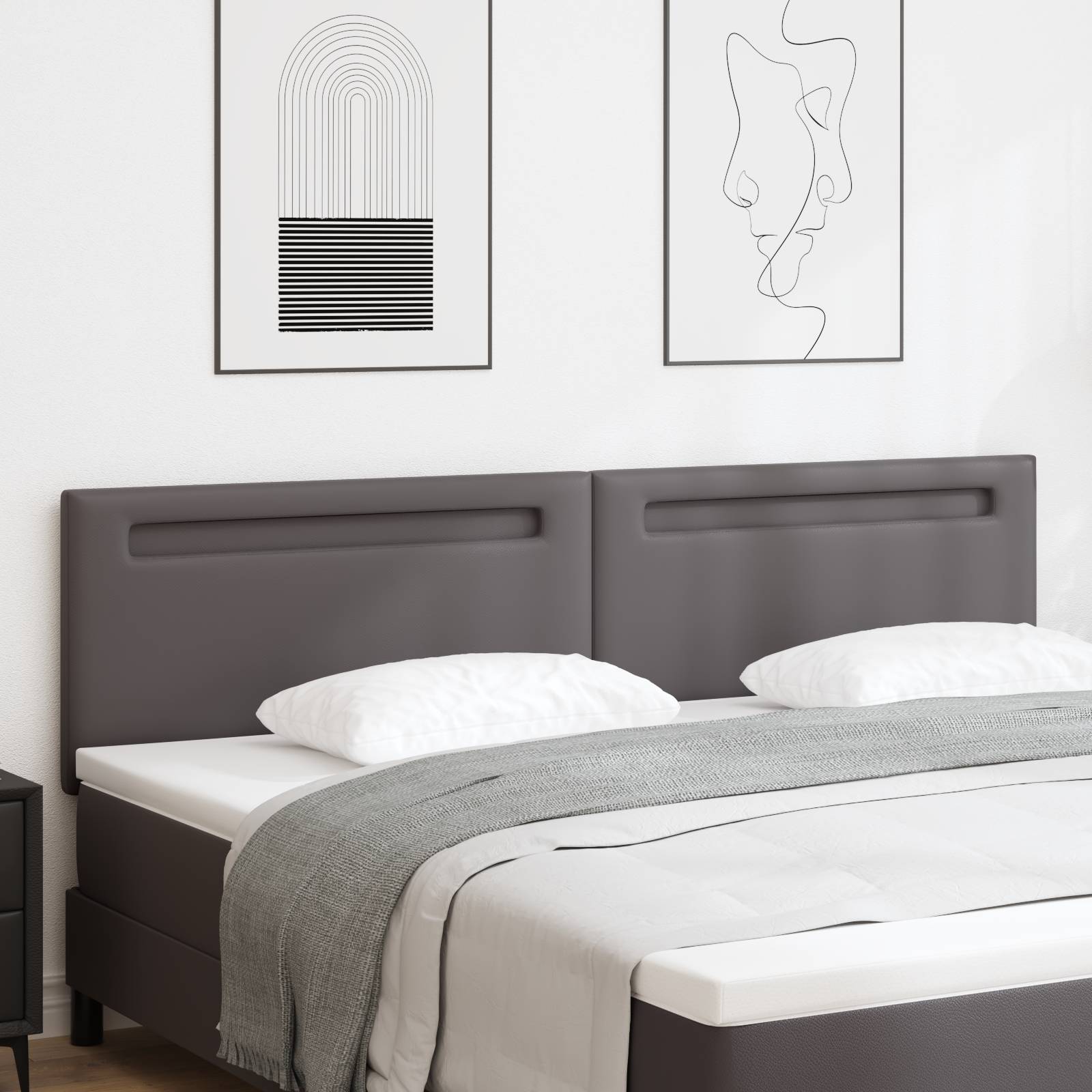 vidaXL Kopfteil Einfarbig Grau 200 cm Kunstleder