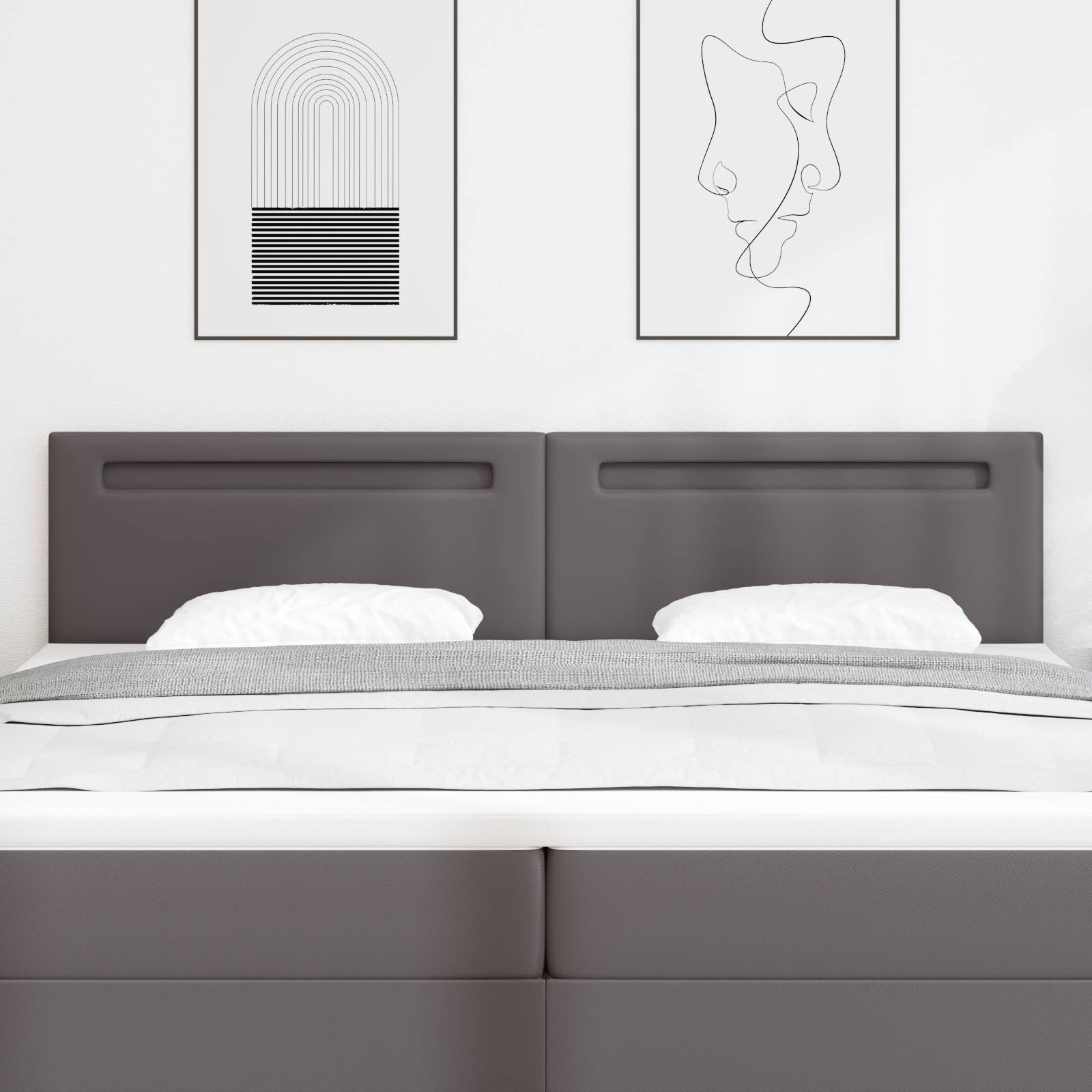 vidaXL Kopfteil Einfarbig Grau 200 cm Kunstleder