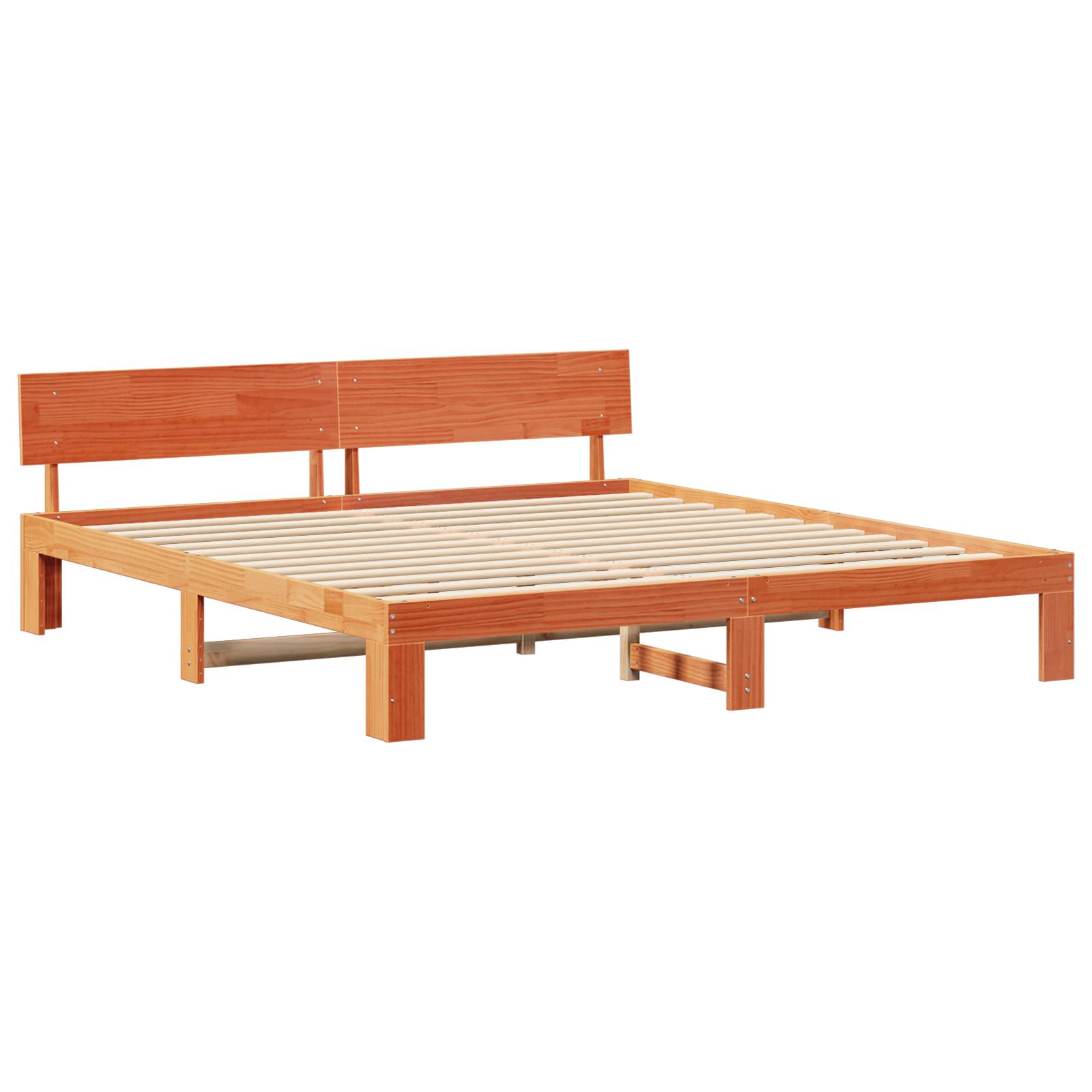 vidaXL Bettgestell mit Kopfteil Gewachstes Braun 200x200 cm Massivholz Kiefer