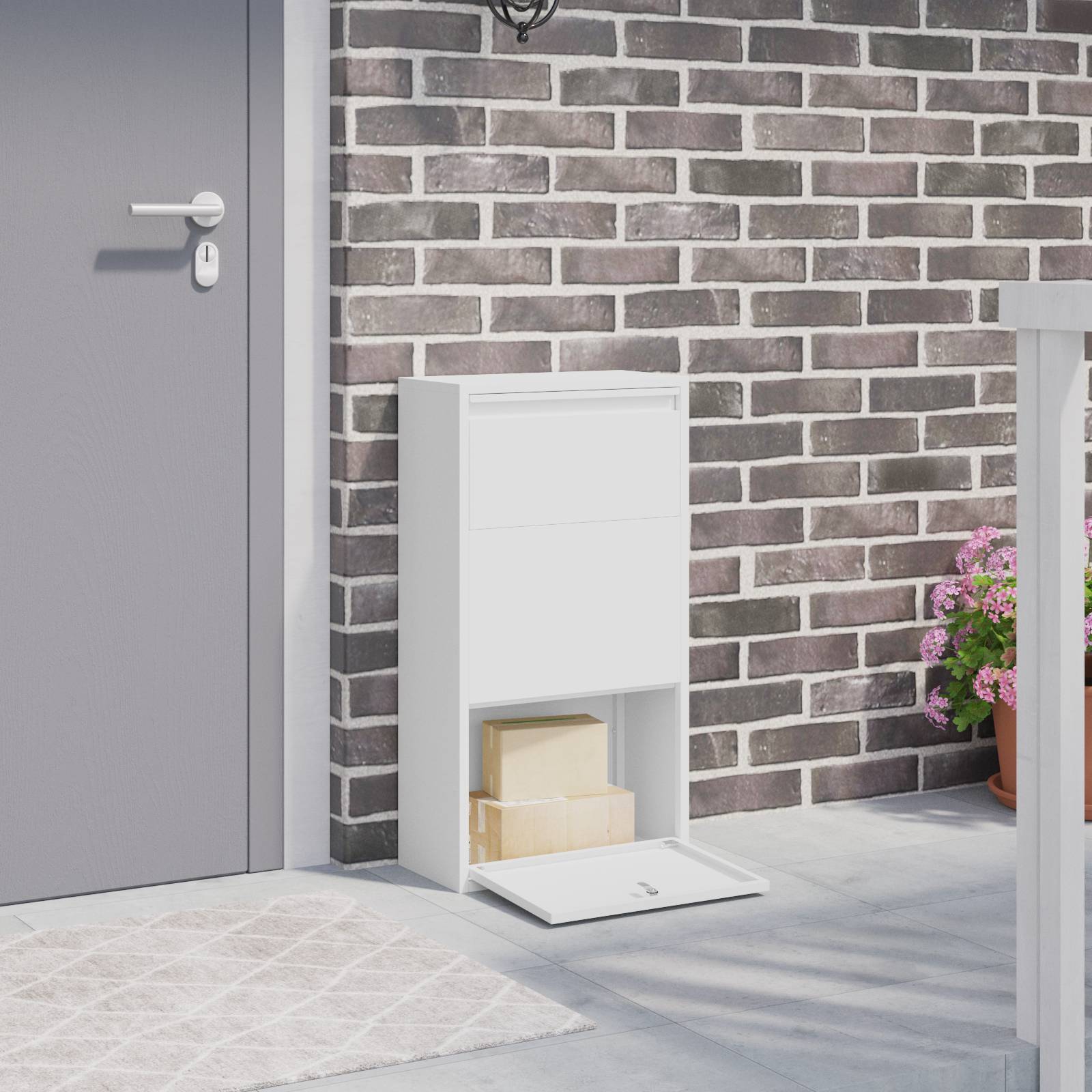 vidaXL Paketbox Weiß 44x22x82 cm Stahl