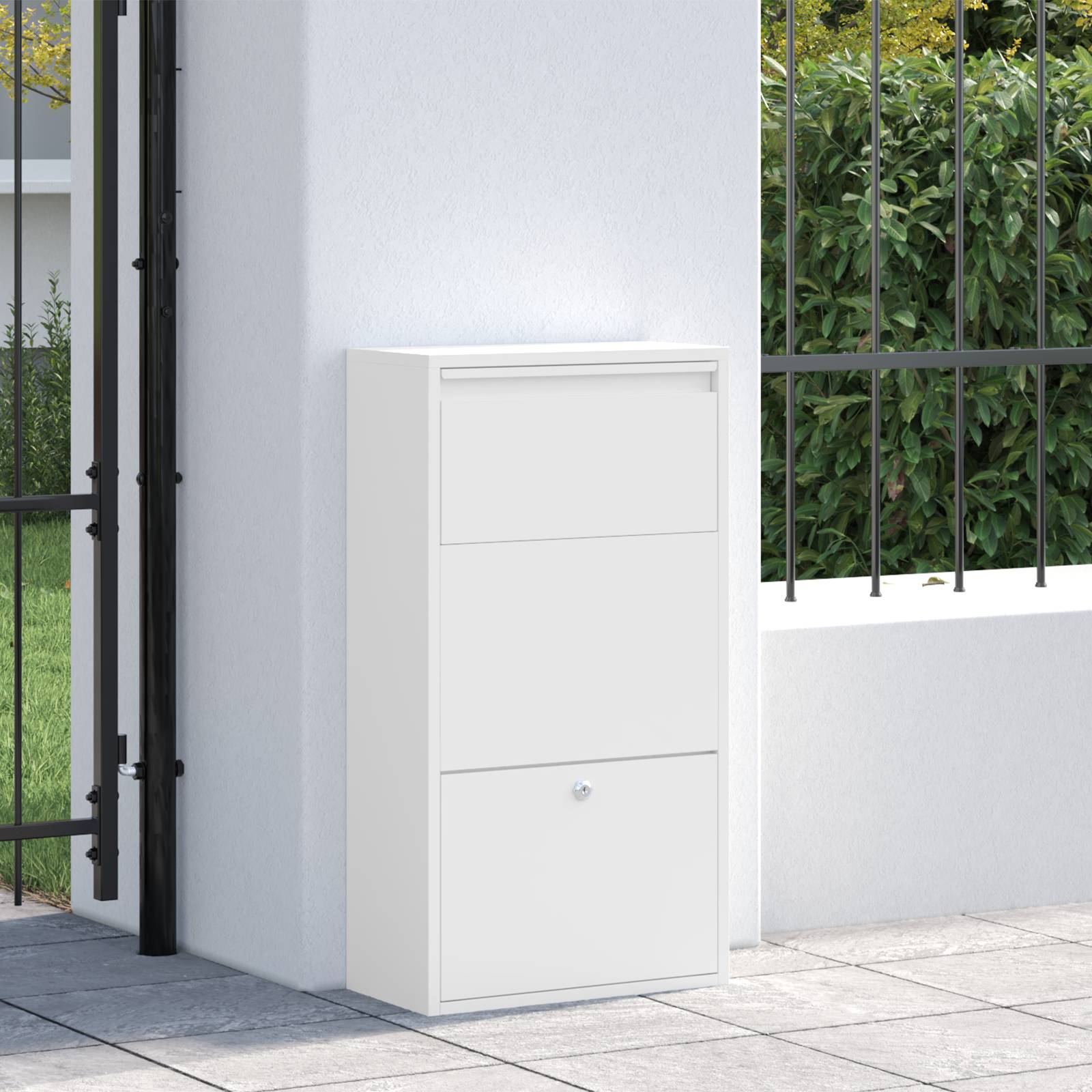 vidaXL Paketbox Weiß 44x22x82 cm Stahl