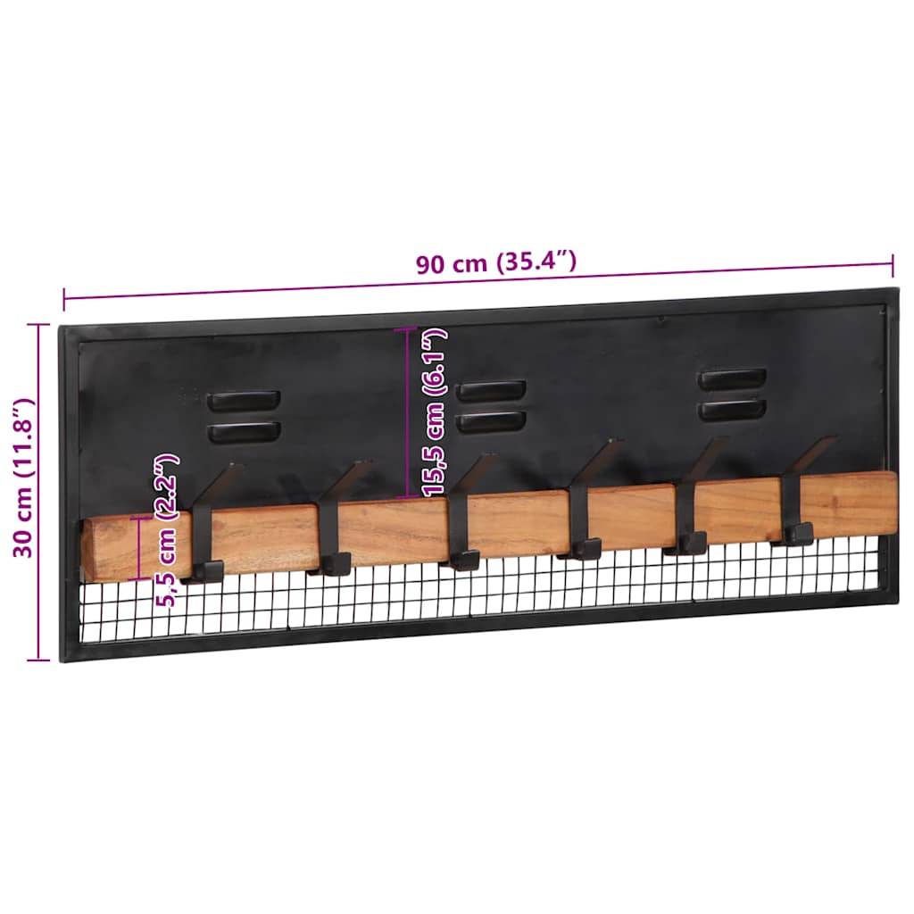 vidaXL Wandgarderobe 90x11x30 cm Massivholz Mango