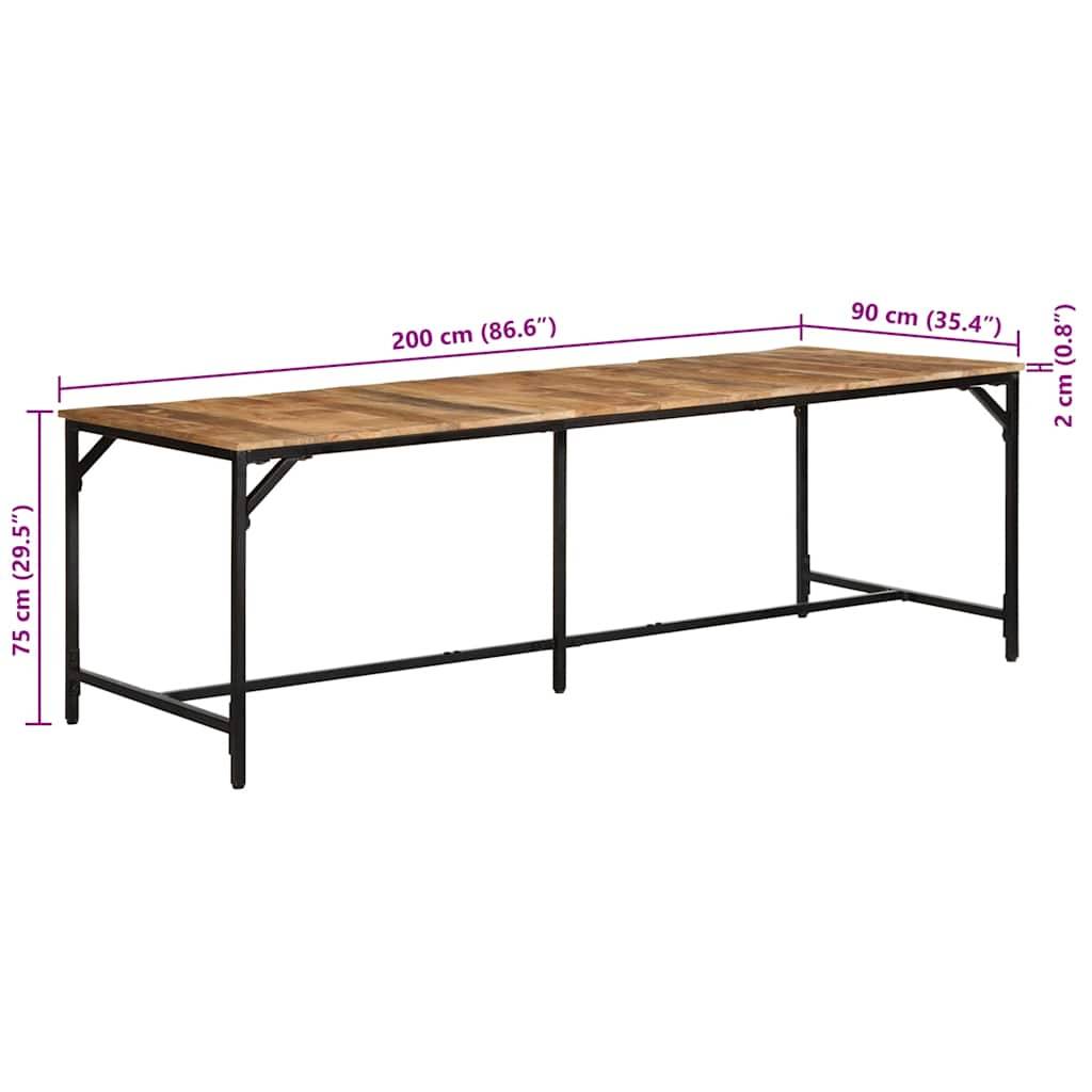 vidaXL Esstisch 220x90x75 cm Raues Massivholz Mango