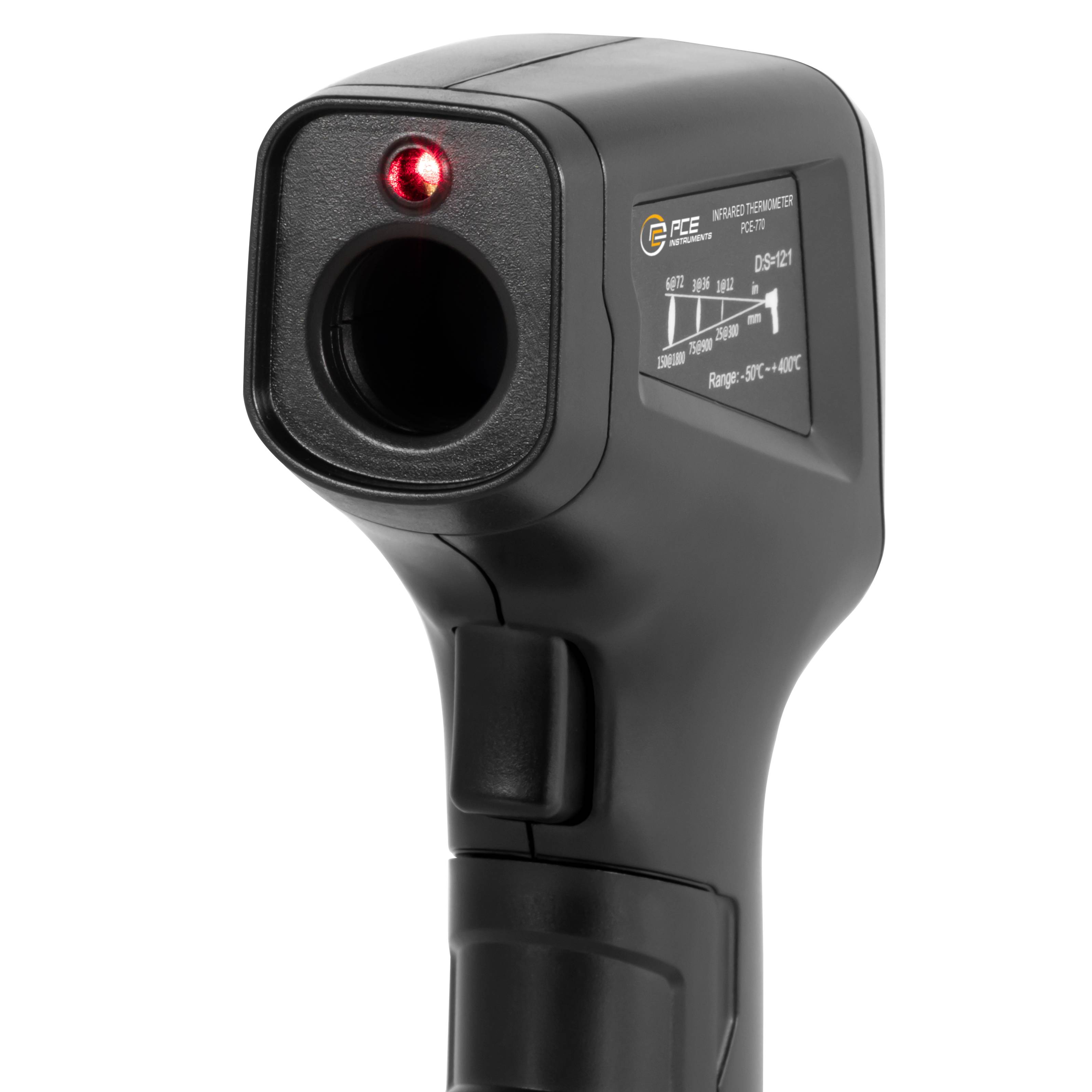 PCE Instruments Infrarotthermometer PCE-770 |-50 °C … 400 °C |°C, °F |Messfleckverhältnis 12:1 |Emissionsgrad 0,1 … 1,0