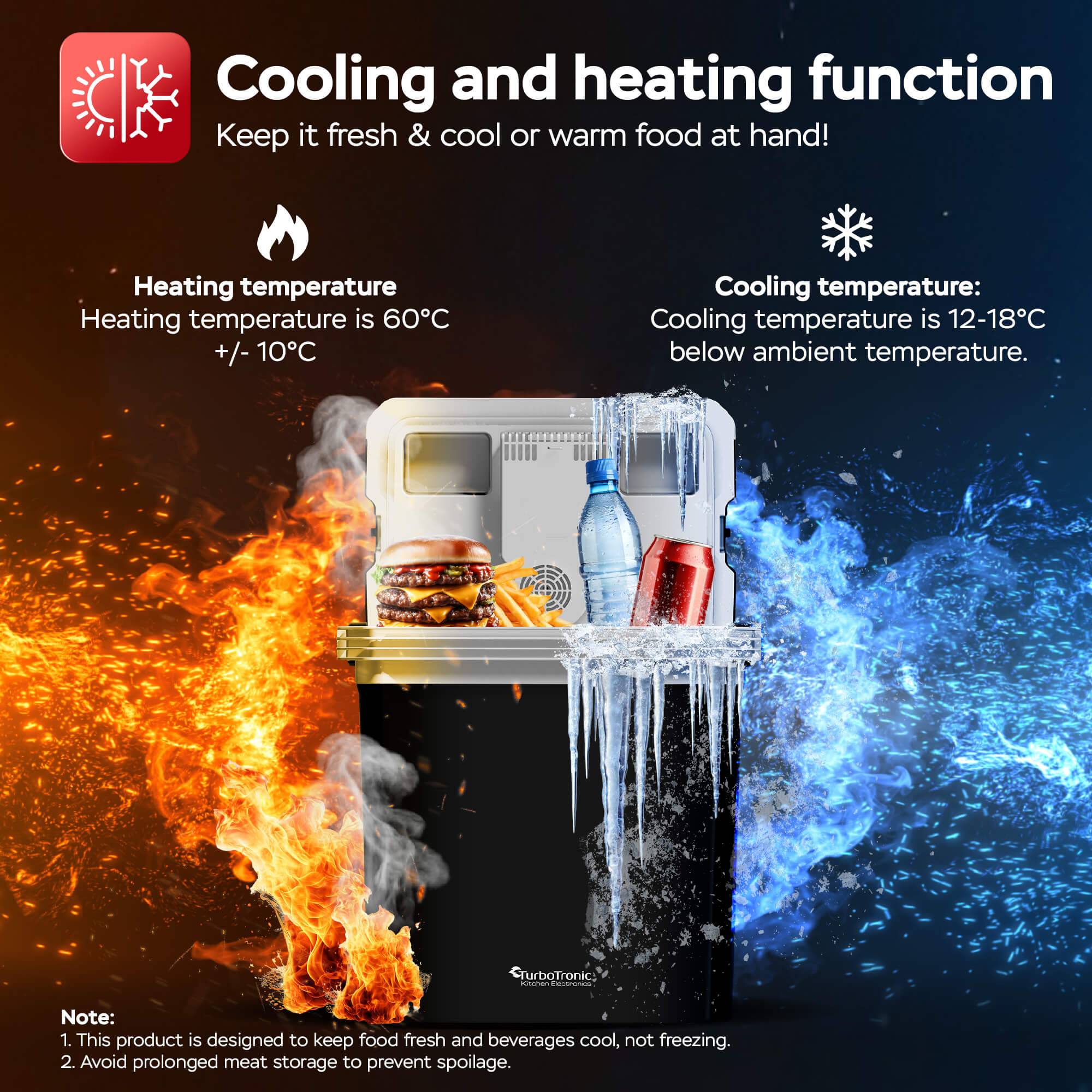 TurboTronic 2in1 Kühlbox 30 L Kühl & Heizfunktion tragbarer AC DC 220-240V/12V Steckdose und Zigarettenanzünder Warmhaltebox Thermobox Kühlschrank