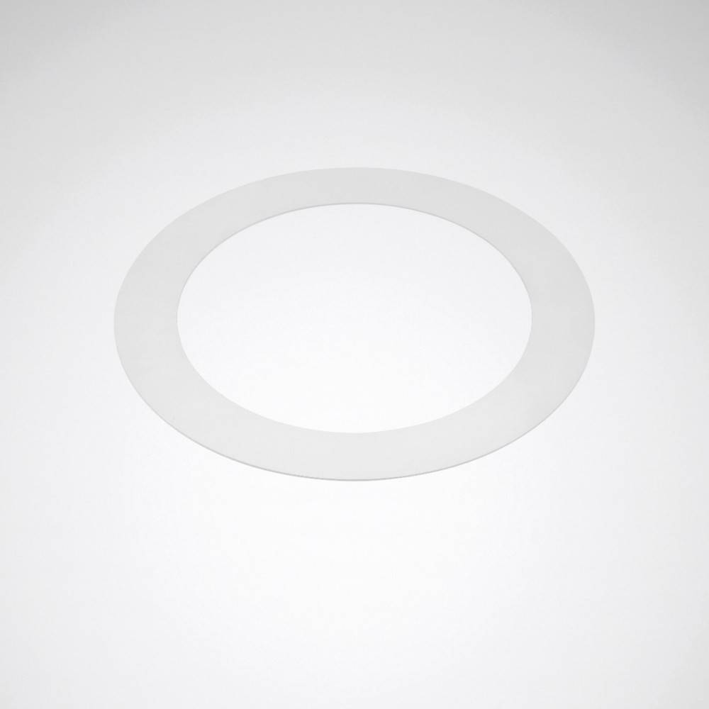 Ein weißer Ring auf einem hellgrauen Hintergrund, der eine minimalistische und abstrakte Darstellung eines Kreises darstellt.