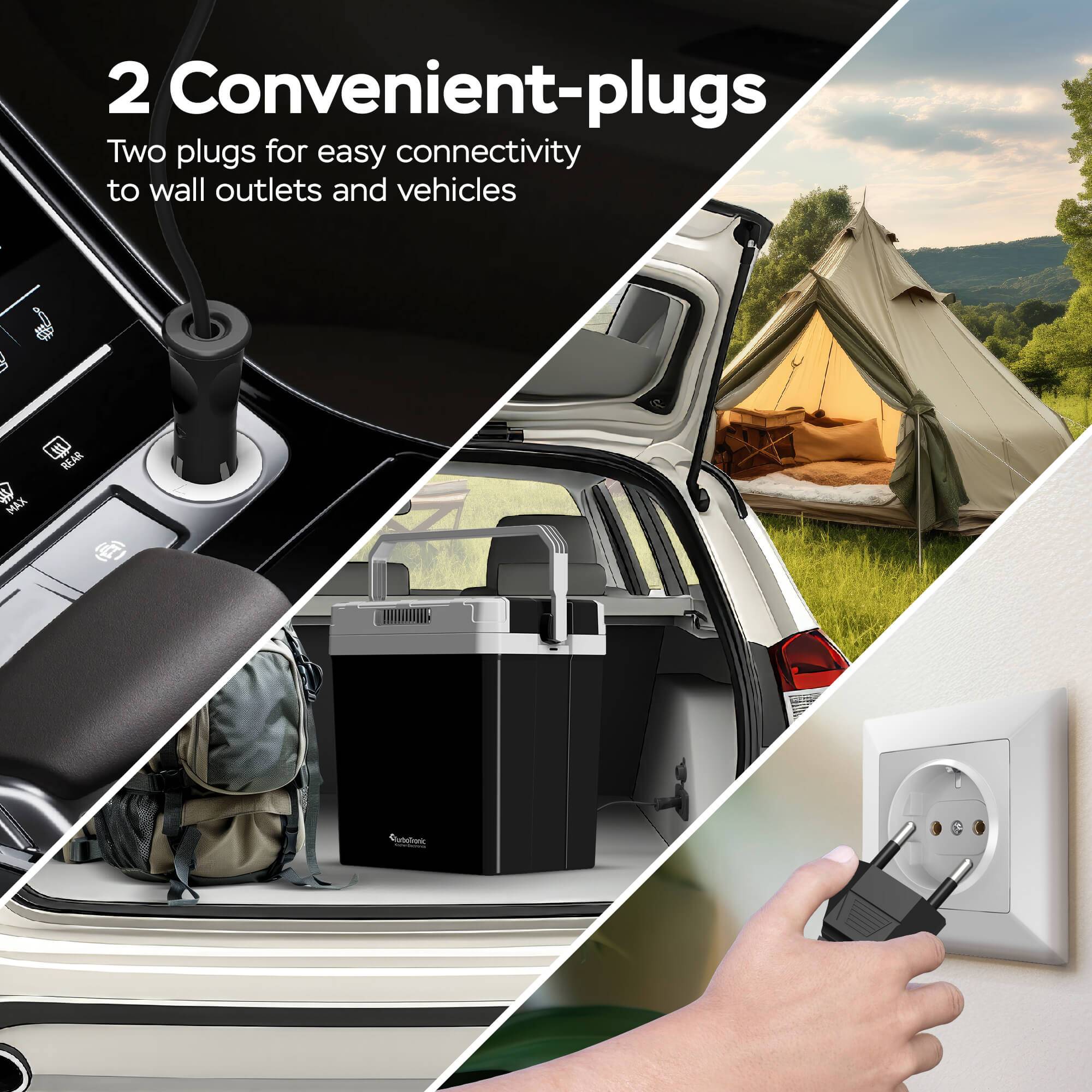 TurboTronic 2in1 Kühlbox 30 L Kühl & Heizfunktion tragbarer AC DC 220-240V/12V Steckdose und Zigarettenanzünder Warmhaltebox Thermobox Kühlschrank