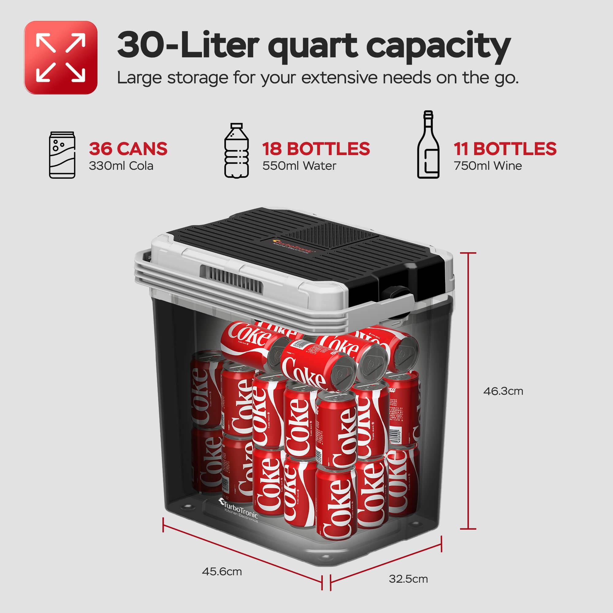 TurboTronic 2in1 Kühlbox 30 L Kühl & Heizfunktion tragbarer AC DC 220-240V/12V Steckdose und Zigarettenanzünder Warmhaltebox Thermobox Kühlschrank