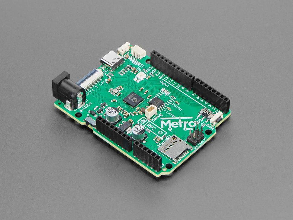 Adafruit Metro RP2350, 150MHz RP2350, 3,3V Logik, 16MB QSPI, 24 GPIO, 8 ADC, USB C, 612V DC