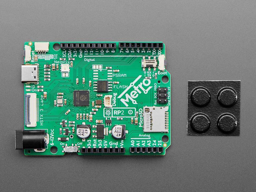 Adafruit Metro RP2350, 150MHz RP2350, 3,3V Logik, 16MB QSPI, 24 GPIO, 8 ADC, USB C, 612V DC