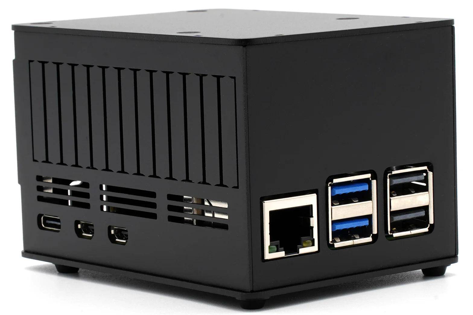 KKSB HAT Case Raspberry Pi 5, Aluminiumgehäuse, GPIO-Zugang, Wandmontage, Belüftung, schwarz