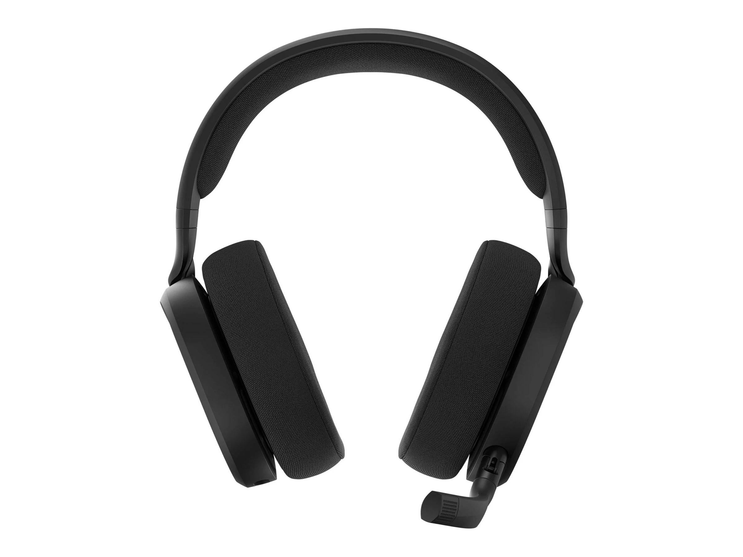 Schwarzes Over-Ear-Headset mit gepolsterten Ohrmuscheln und ein Kopfbügelmikrofon auf weißem Hintergrund.