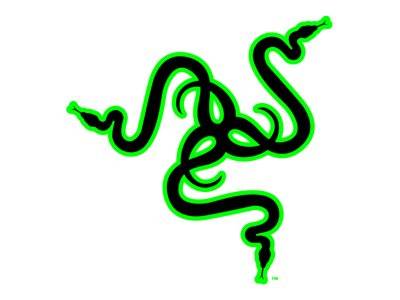 Grünes Razer-Logo mit drei Schlangen auf weißem Hintergrund.