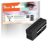 Pfirsich-Tintenkassette H963' Verpackung mit einem Augenbild, Barcode und Text, der die Kompatibilität für bestimmte Drucker detailliert.
