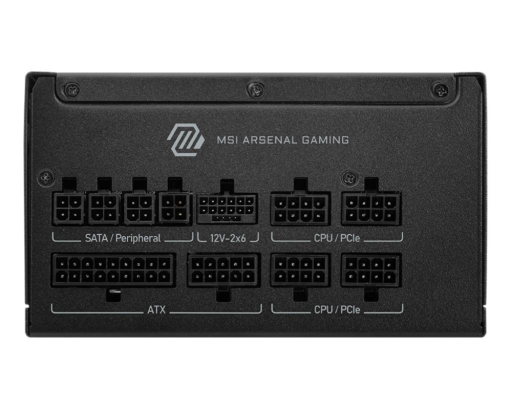 MSI MAG A850GLS PCIE5, 850 W, 100 - 240 V, 1870 W, 47 - 63 Hz, Aktiv, 90%