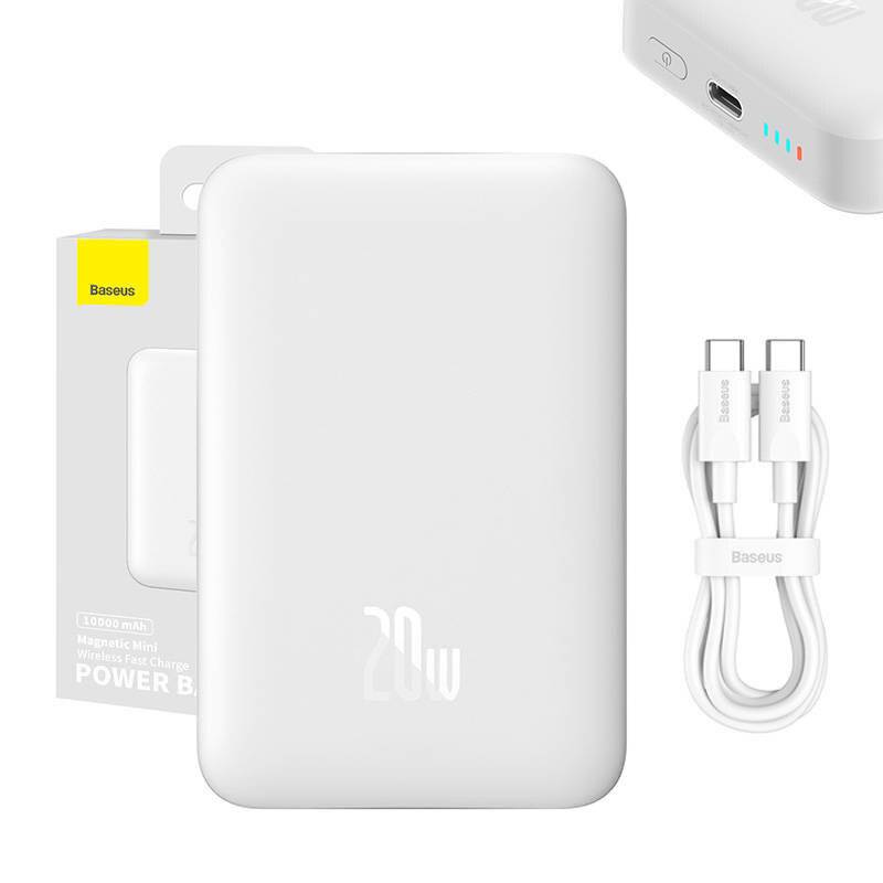 Powerbank Baseus Magnetic, 10000mAh, USB-C 20W, MagSafe (weiß)