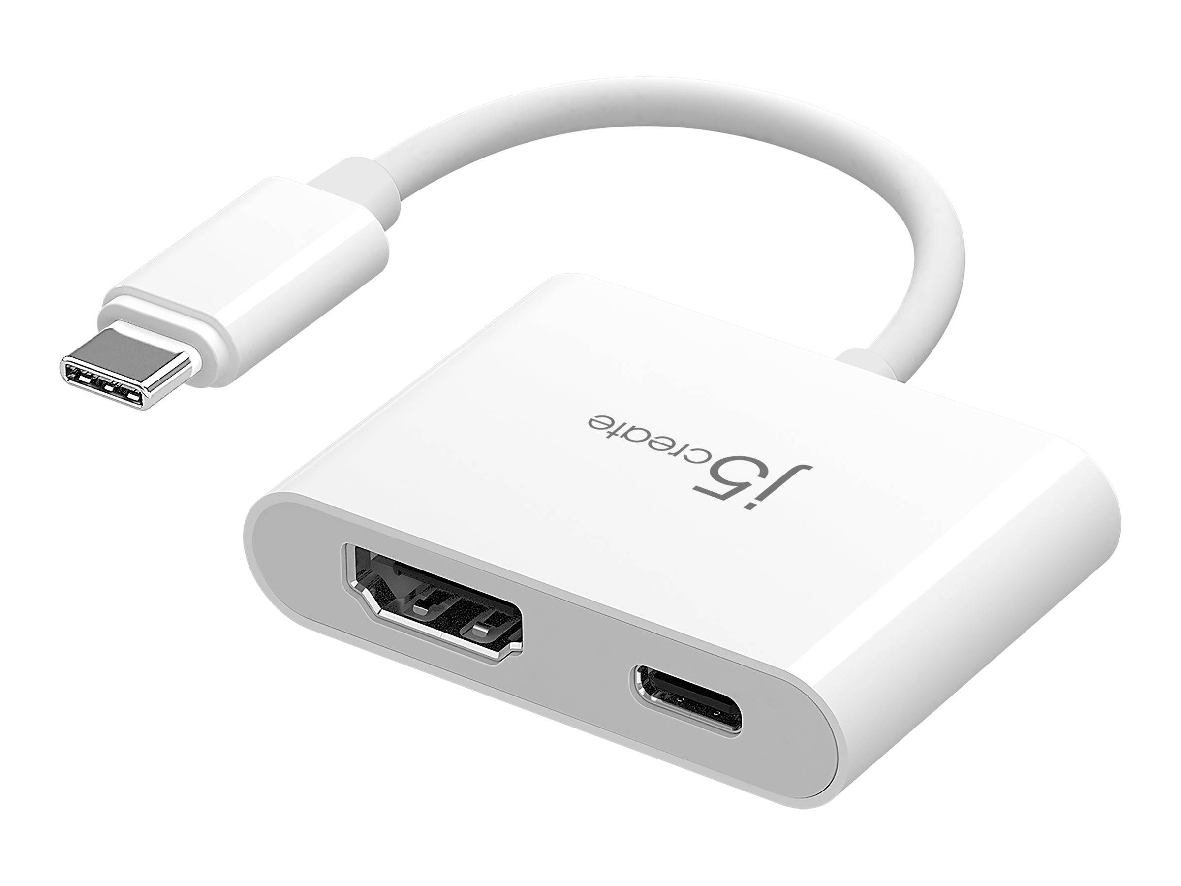 j5create JCA152 - Videoadapter - 24 pin USB-C männlich zu HDMI, 24 pin USB-C weiblich - 8.2 cm - weiß - 4K Unterstüt