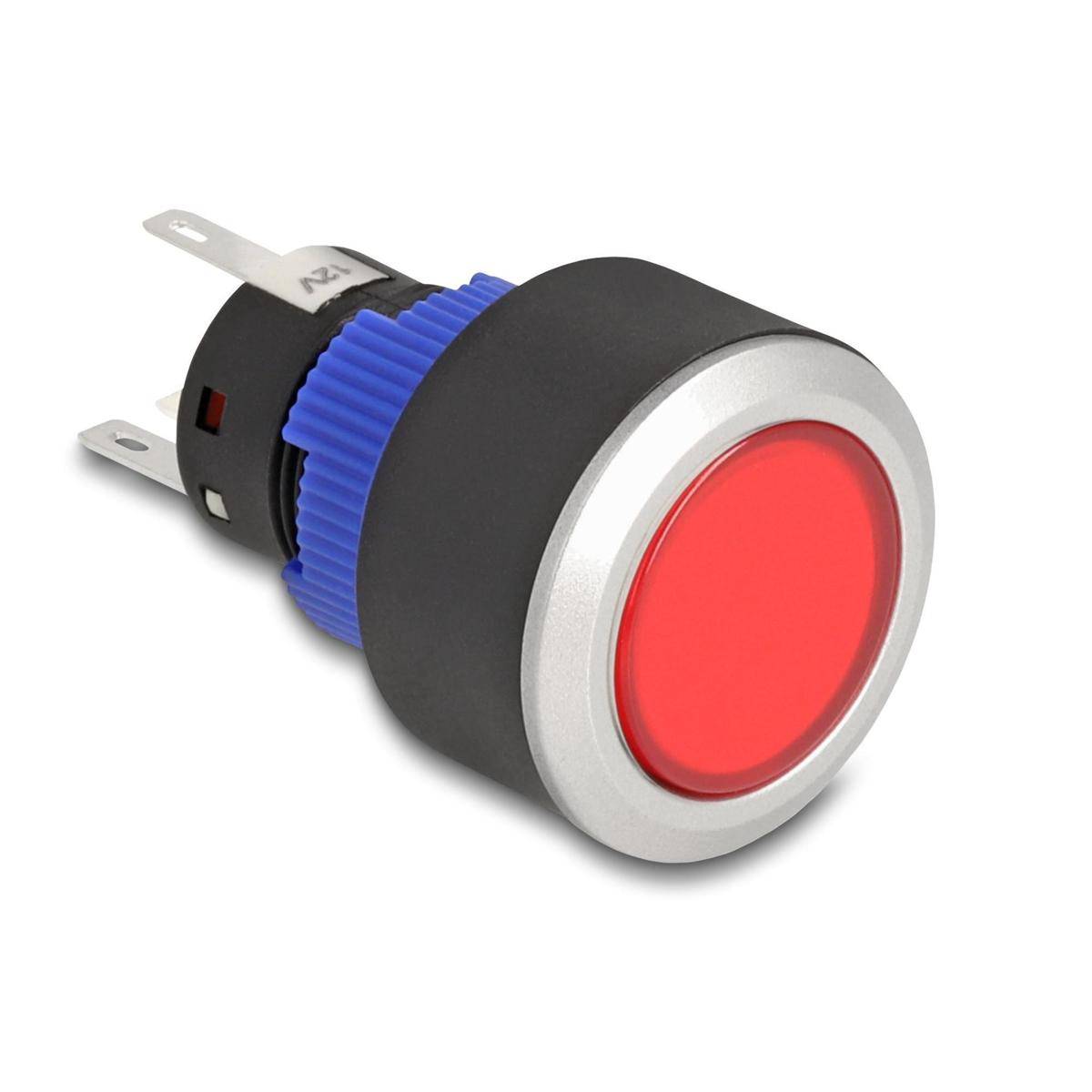 22047 - Delock Drucktaster vorstehend zum Einbau 22 mm 5 x Lötanschluss rot