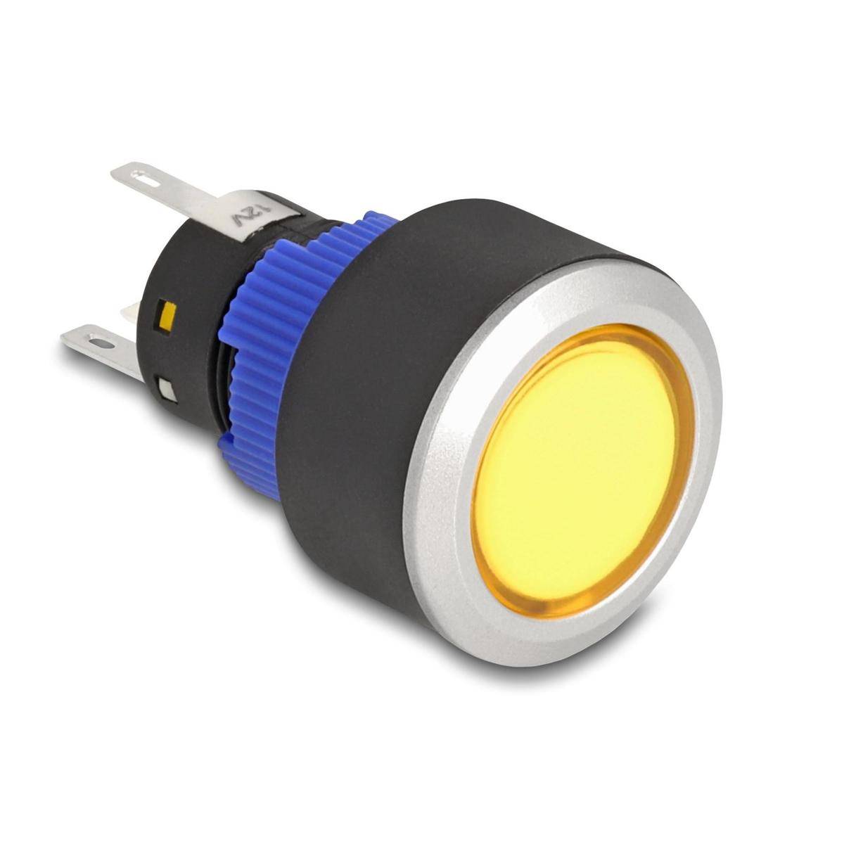 22050 - Delock Drucktaster vorstehend zum Einbau 22 mm 5 x Lötanschluss gelb