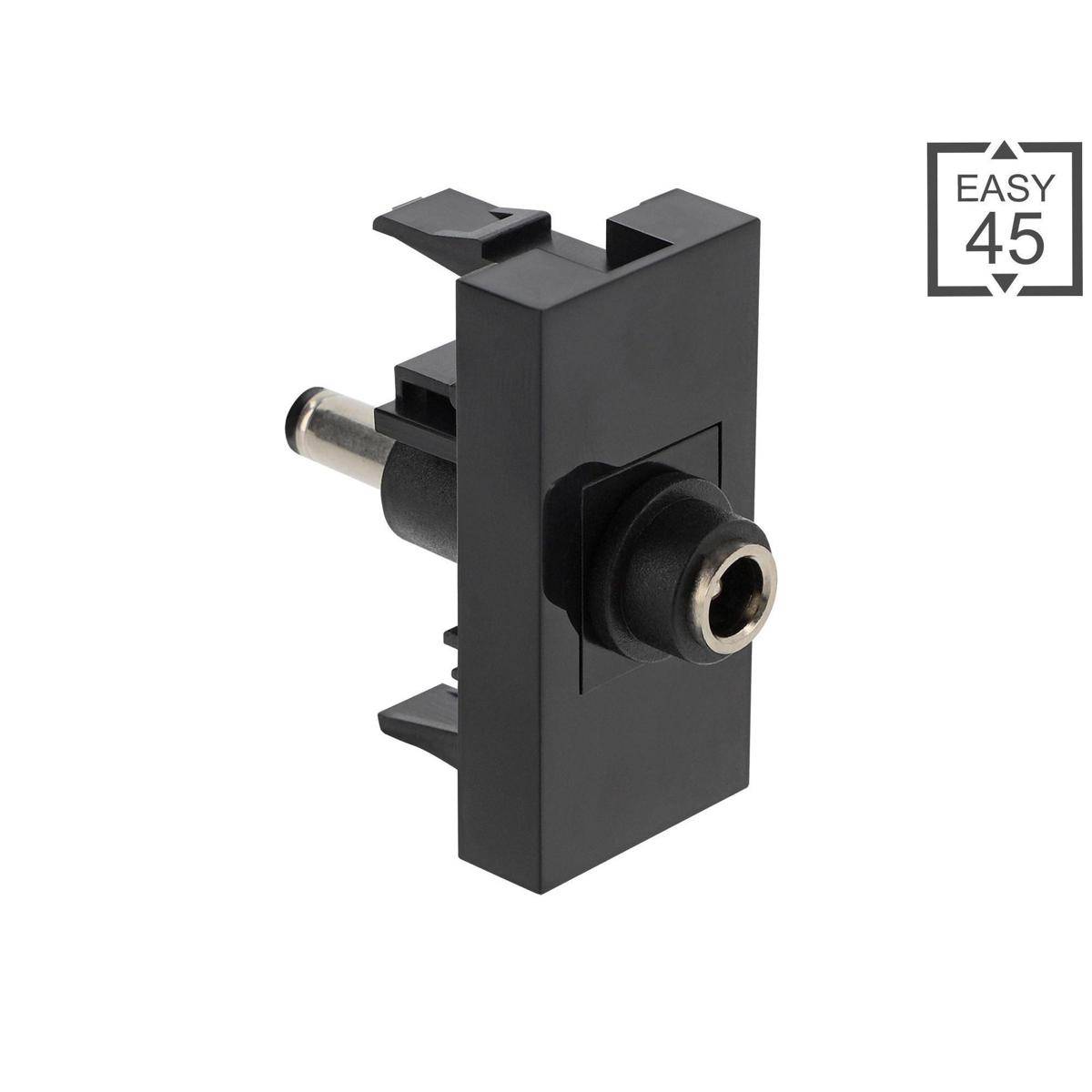 Delock Easy 45 Modul DC 5,5 x 2,1 mm Buchse zu DC 5,5 x 2,1 mm Stecker schwarz