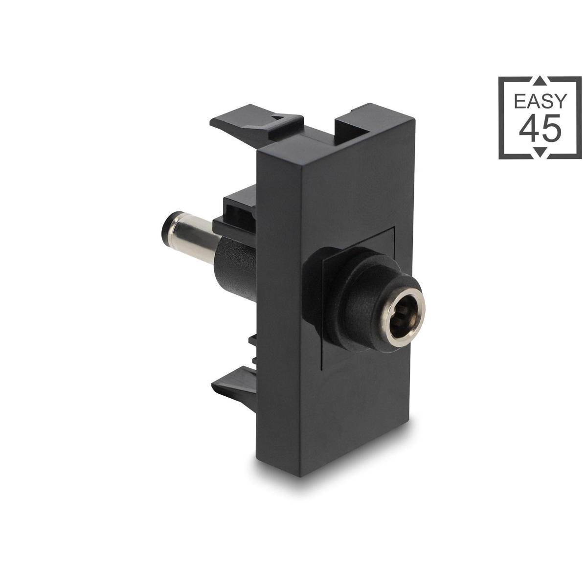 Delock Easy 45 Modul DC 5,5 x 2,1 mm Buchse zu DC 5,5 x 2,5 mm Stecker schwarz