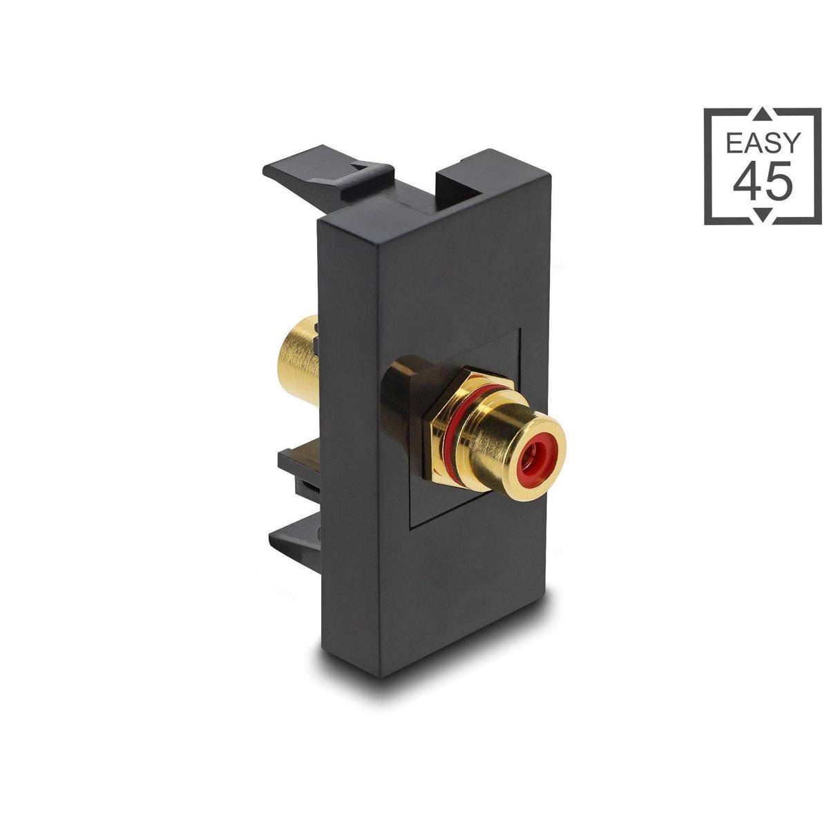 Delock Easy 45 Modul Cinch Buchse zu Cinch Buchse vergoldet rot schwarz