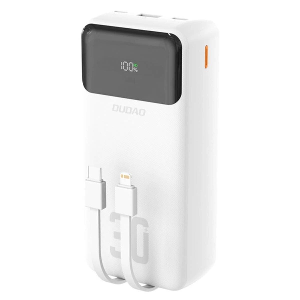 Dudao K15MAX 30000mAh PD 22.5W Powerbank mit integrierten Kabeln - Weiß