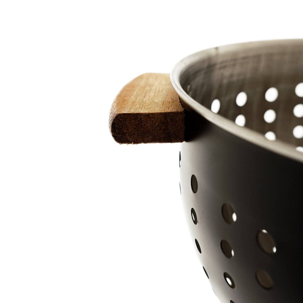 Küchensieb Colino Ø 25 cm – aus 18/10-Edelstahl, Schwarz mit Holzgriffen