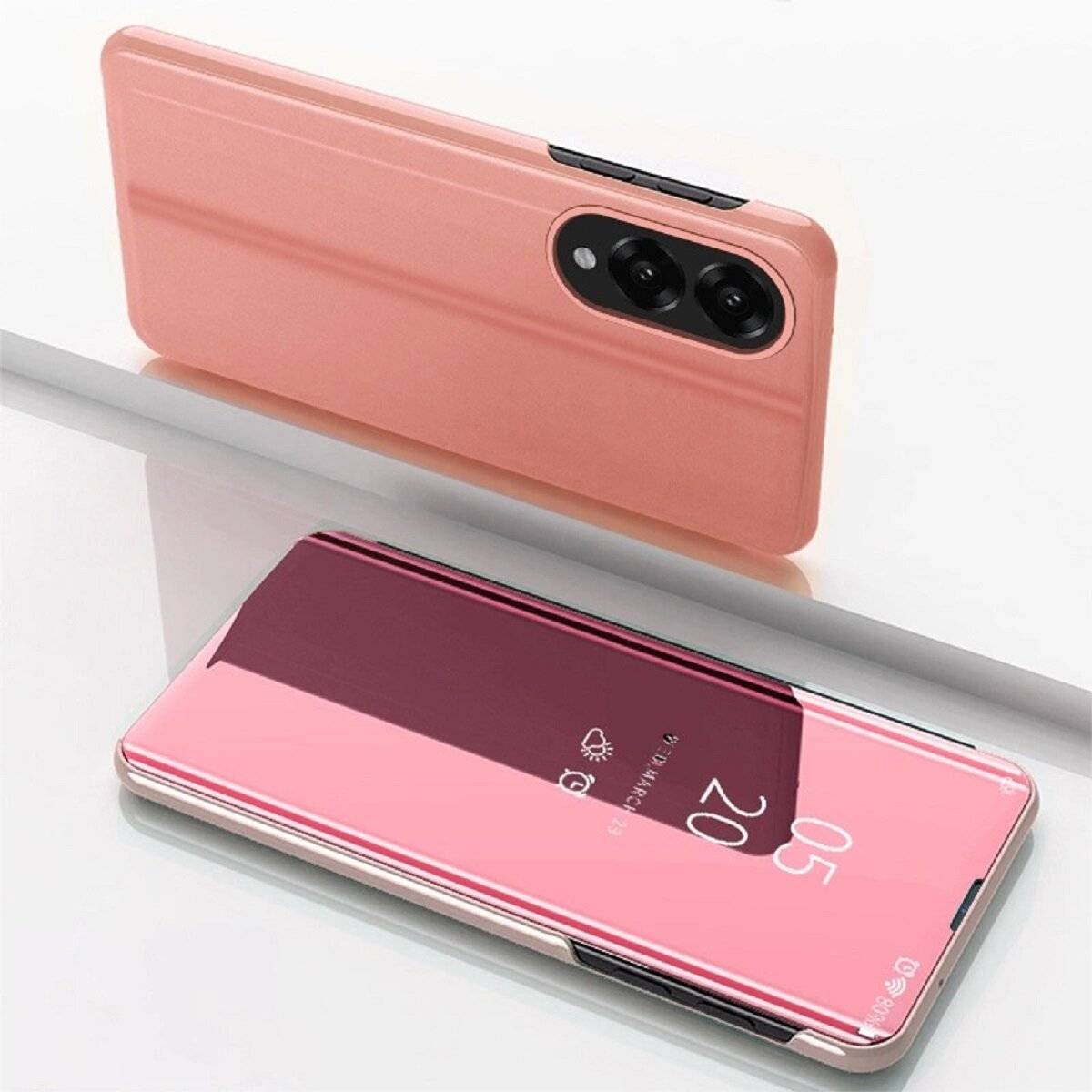 Clear View Case Handyhülle Flip Cover Klapphülle kompatibel mit iPhone 16e (SE 4 2025) Rosa