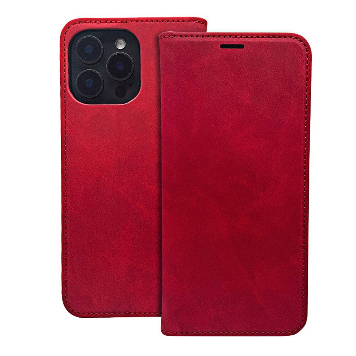 Elegante Lederoptik Handyhülle mit Kartenfächern Klapphülle kompatibel mit Samsung Galaxy S25 Ultra Rot