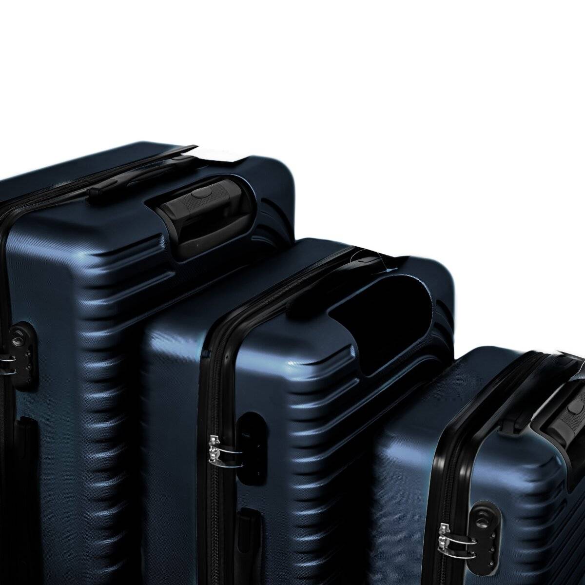 3er Kofferset mit 360° Rollen, Teleskopgriff und praktischer Innenaufteilung Navyblau